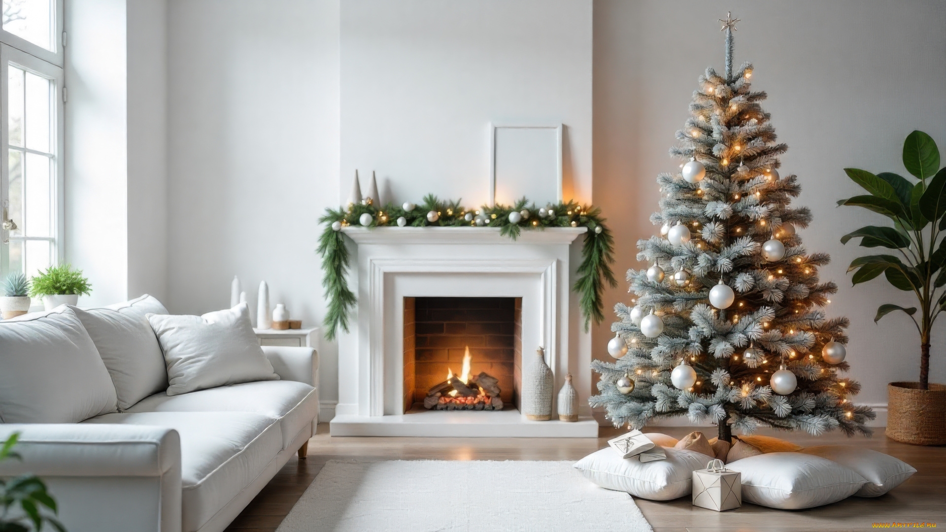 праздничные, новогодний, очаг, новогодняя
