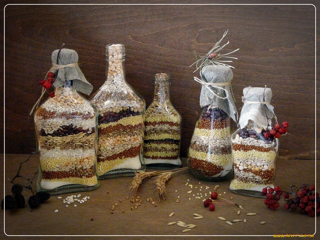 еда, крупы, зерно, специи, семечки, смеси, бутылки, с, зерном