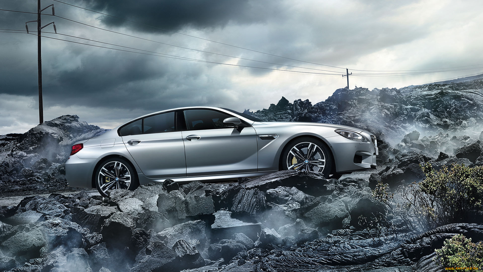 автомобили, bmw, road, rock, tuning, mpower, coupe, clouds, sky, motion, gran, m6