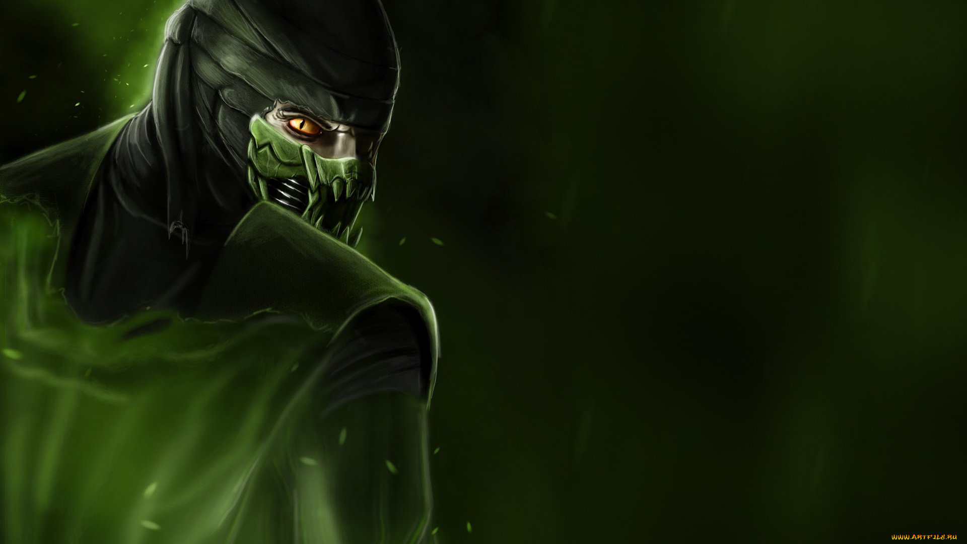 mortal, kombat, видео, игры, 2011, green, зеленый, рептилия, reptile