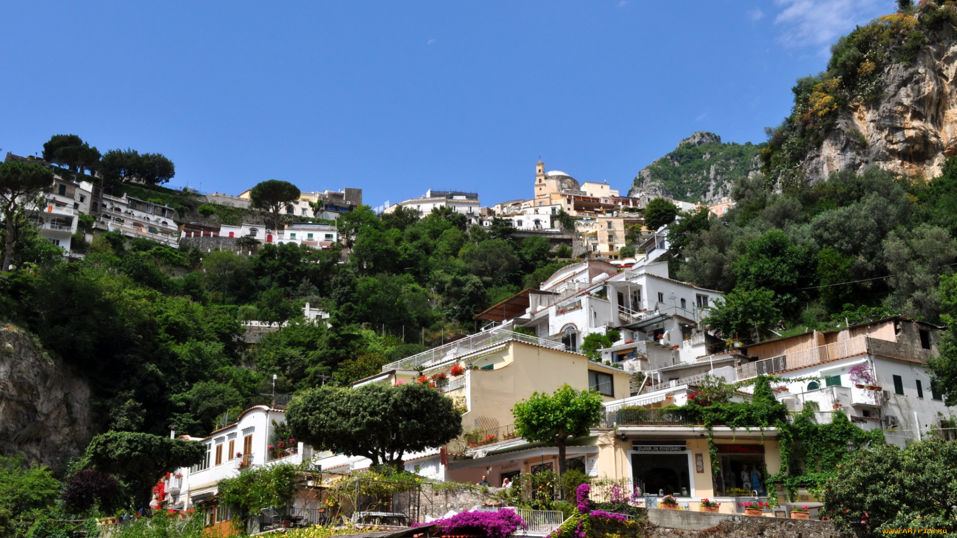 города, амальфийское, и, лигурийское, побережье, , италия, горы, дома, амальфи