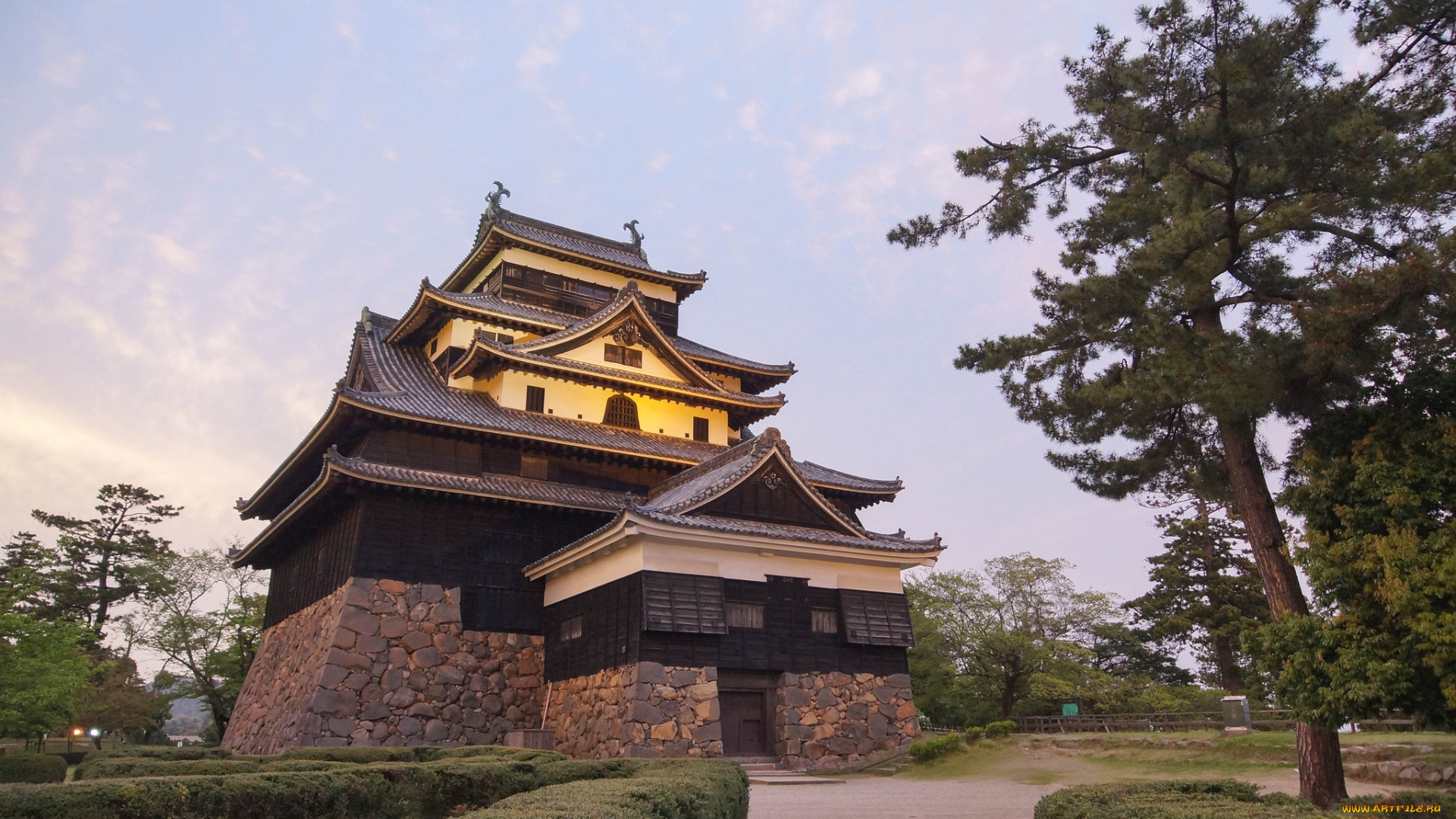 города, замки, Японии, пагода
