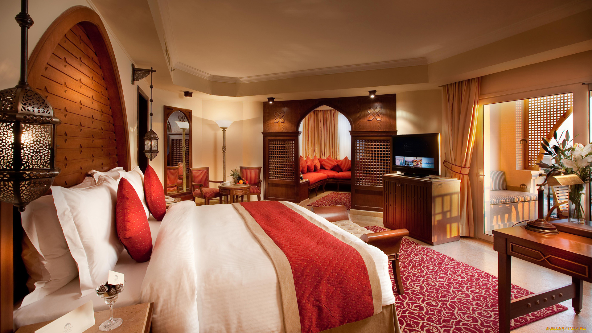 интерьер, спальня, interior, bedrrm, комната, кровать, шторы, телевизор, диван