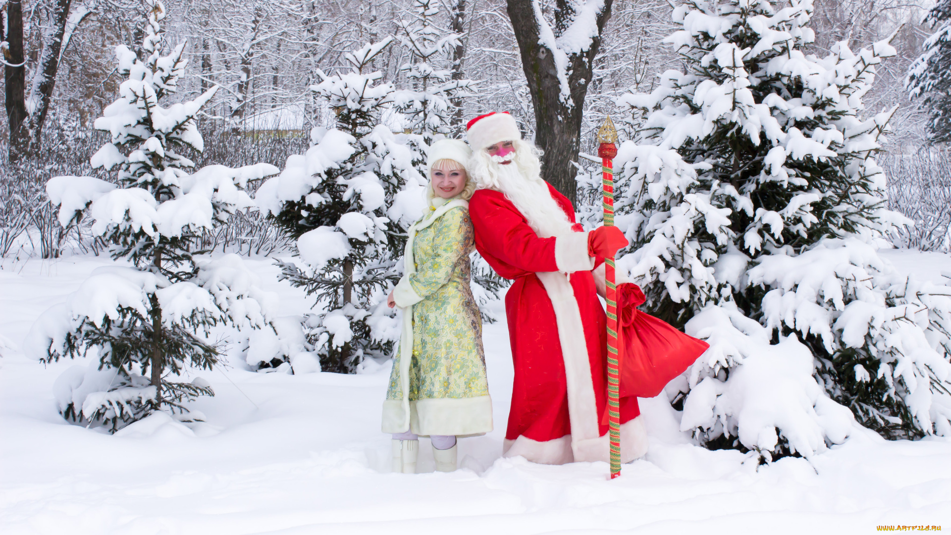 разное, люди, дед, мороз, снегурочка