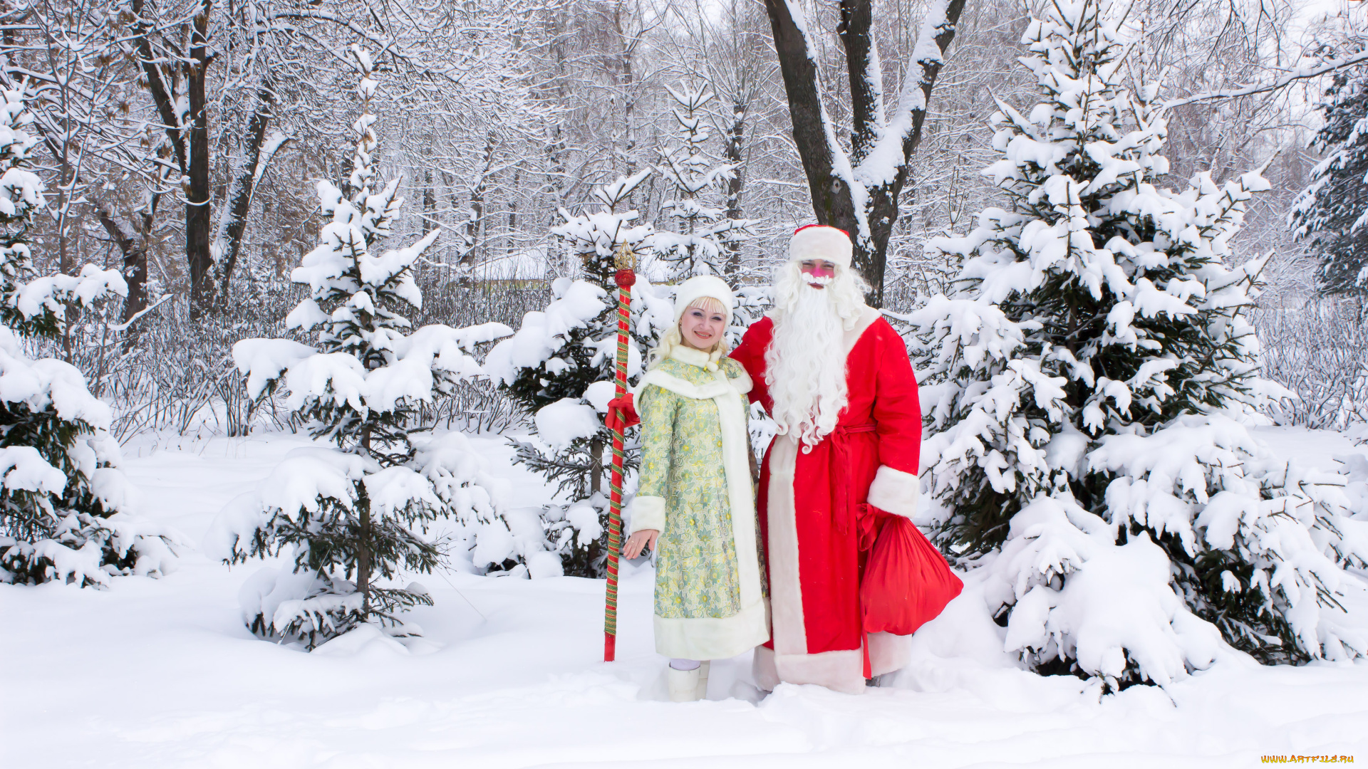 разное, люди, дед, мороз, снегурочка
