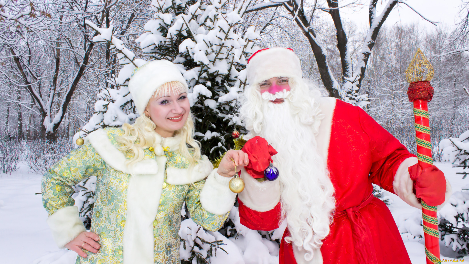разное, люди, снегурочка, дед, мороз