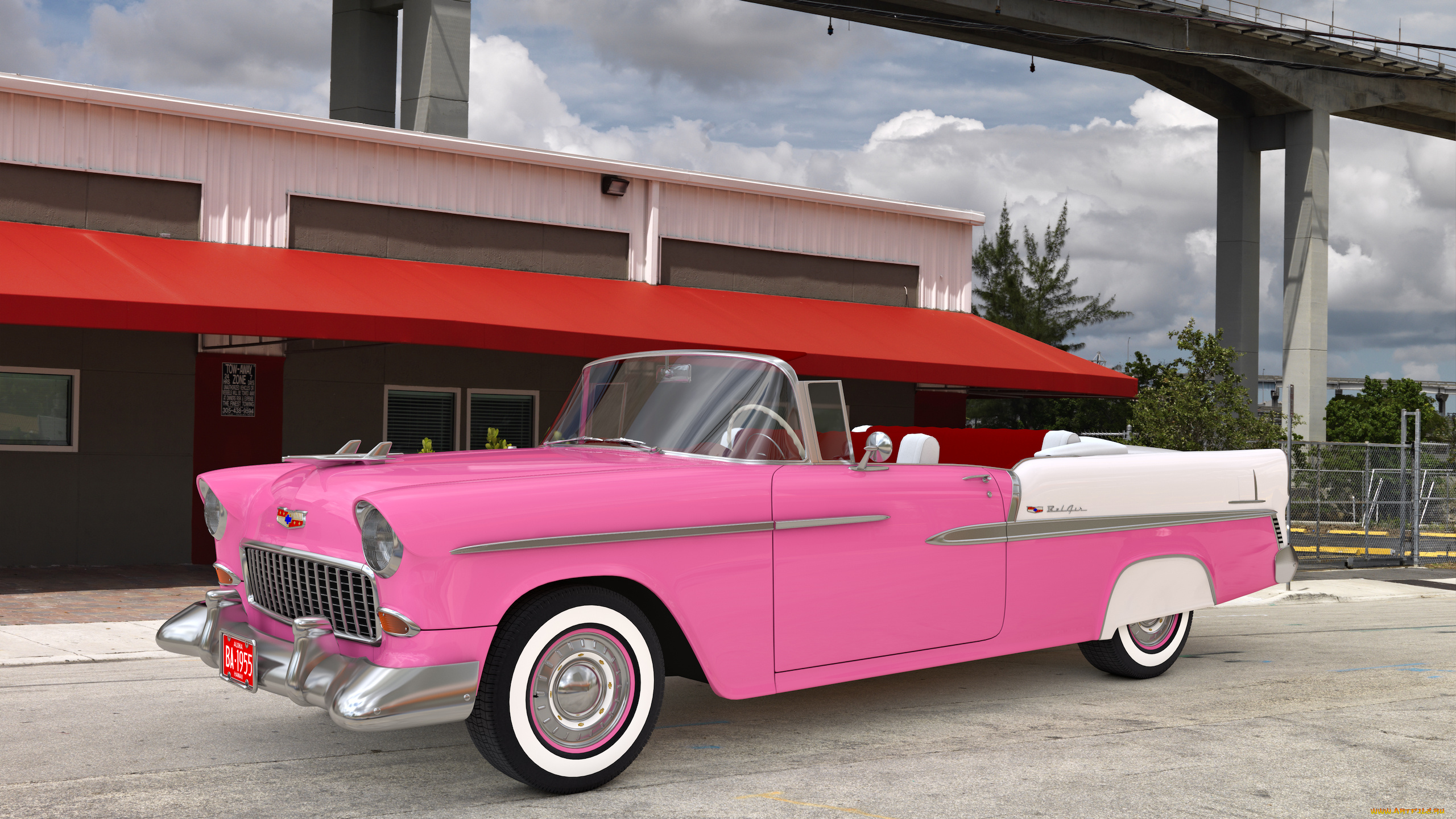 автомобили, 3д, convertible, air, 1955, chevrolet, bel