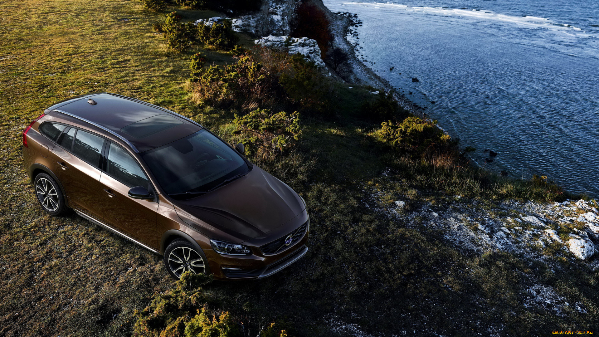 2015, volvo, v60, cross, country, автомобили, volvo, побережье, металлик, коричневый