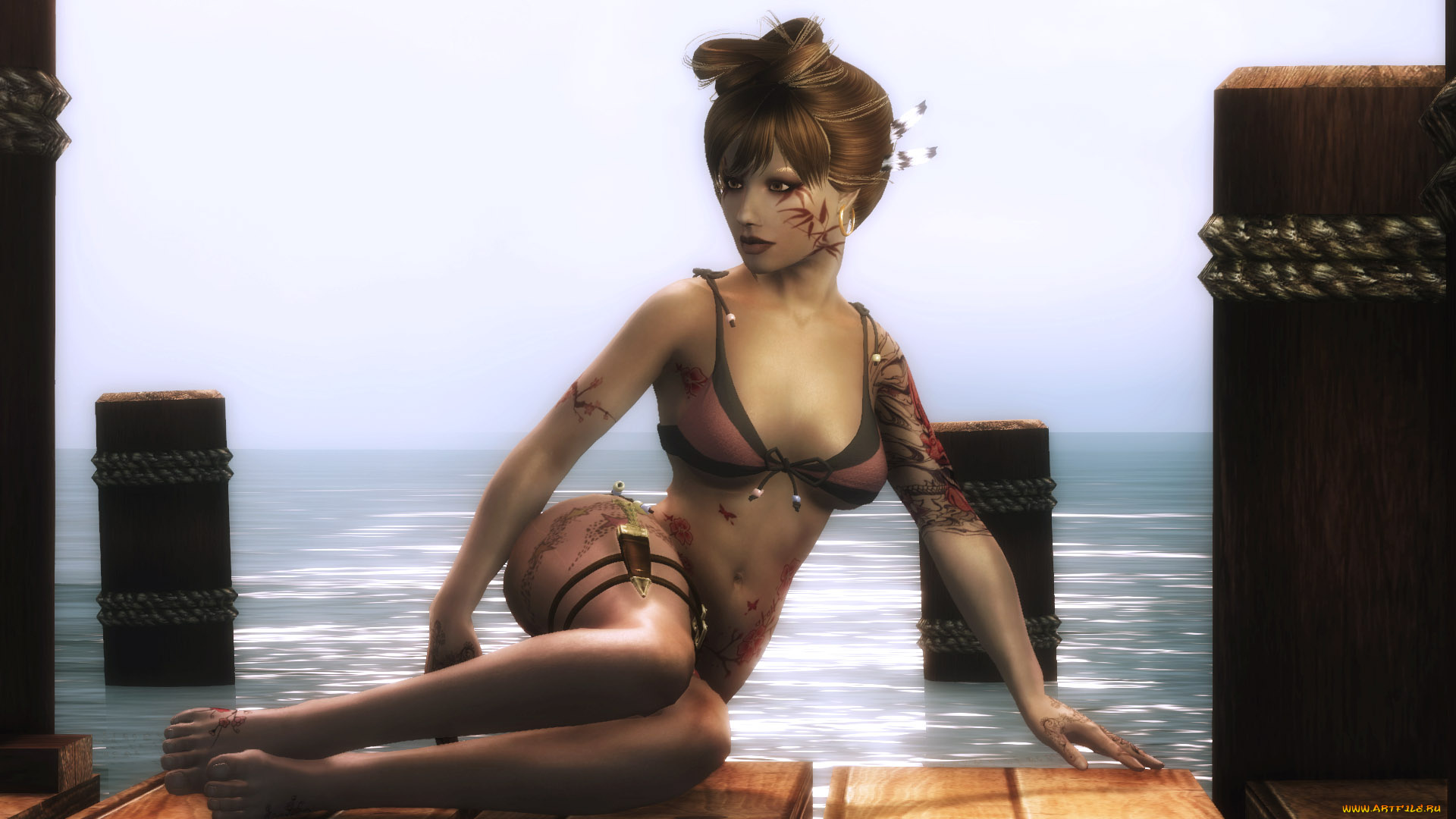 3д, графика, эльфы, , elves, фон, взгляд, эльфийка