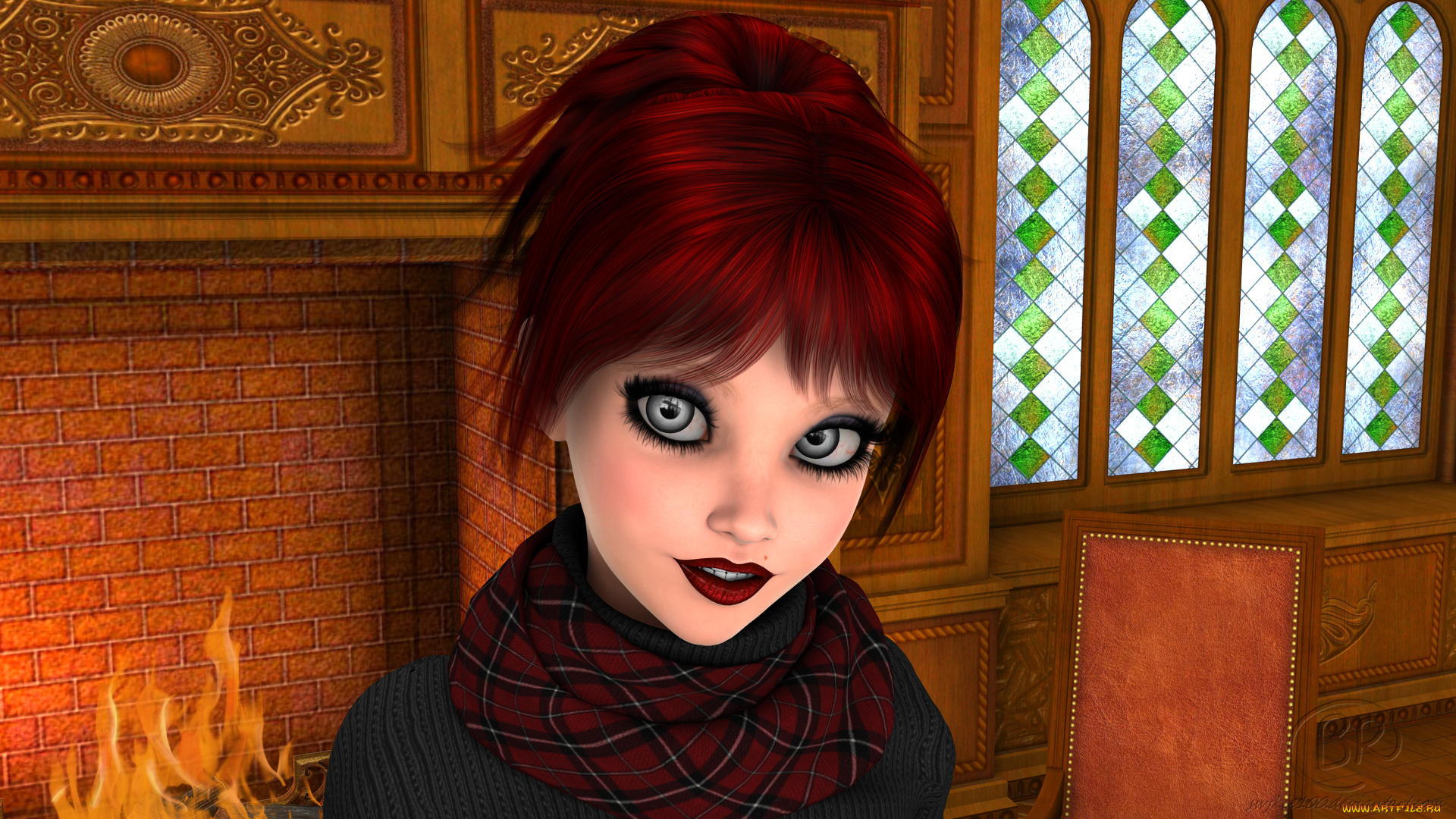 3д, графика, люди, , people, улыбка, фон, взгляд, девушка