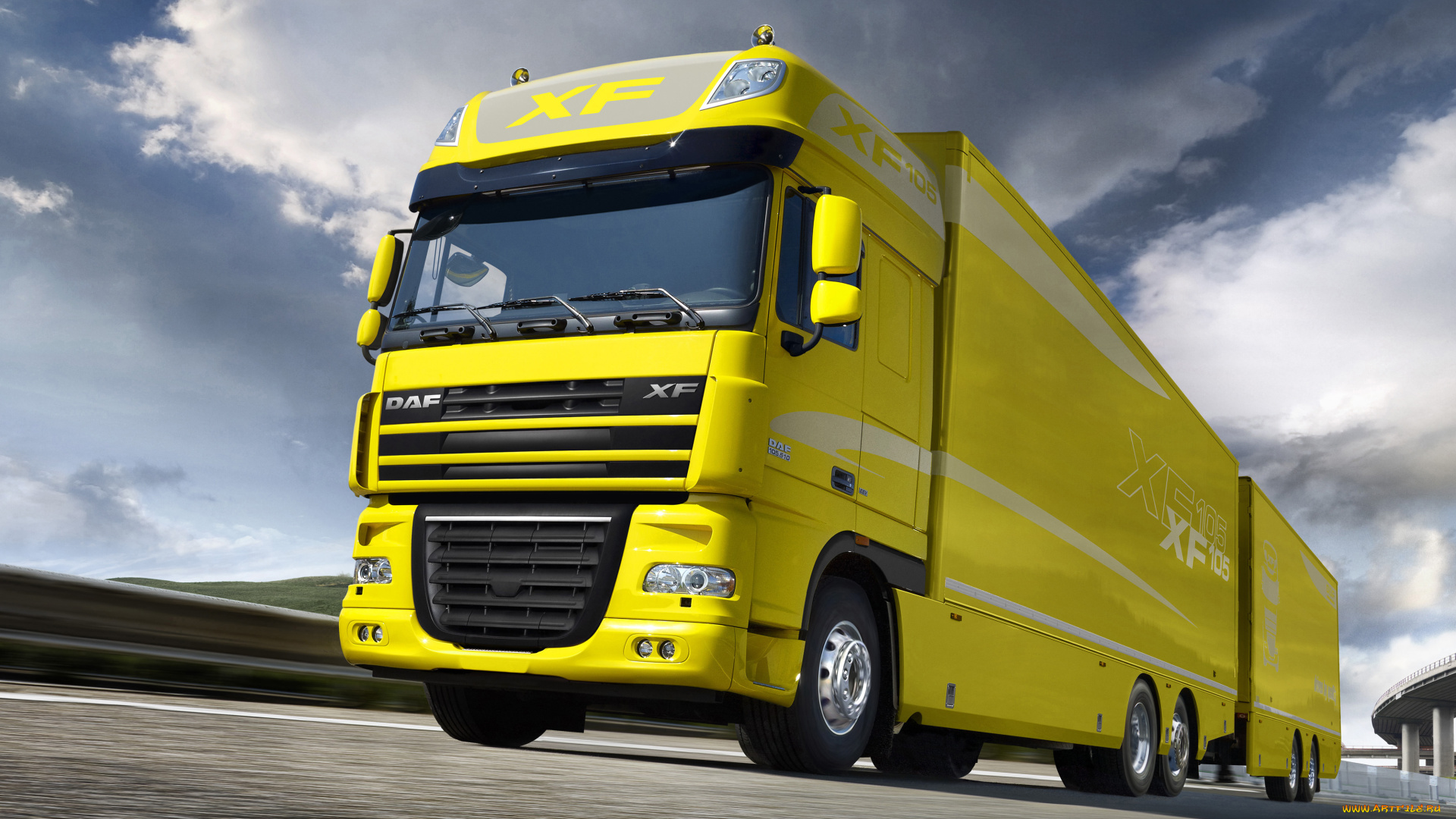 автомобили, daf, иксэф, даф, yellow, truck, 105, xf, жёлтый, грузовик, прицеп