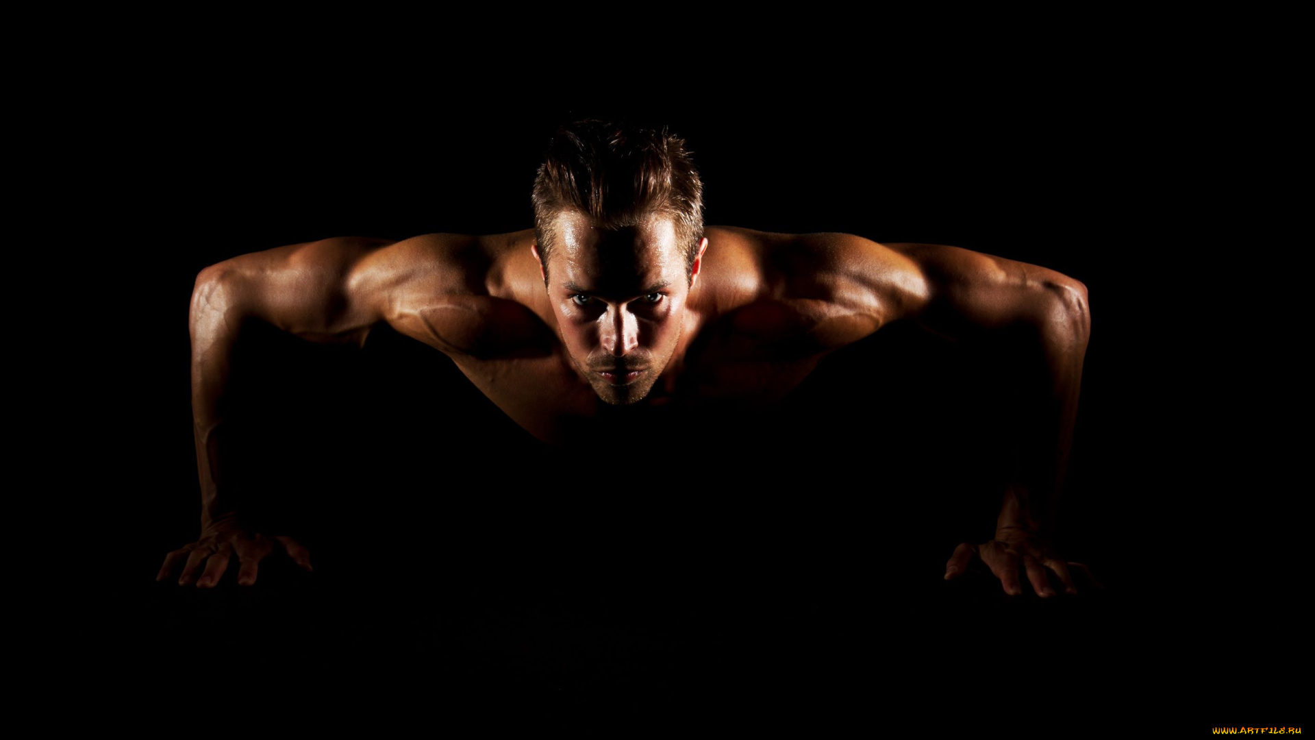 мужчина, спорт, body, building, отжимание