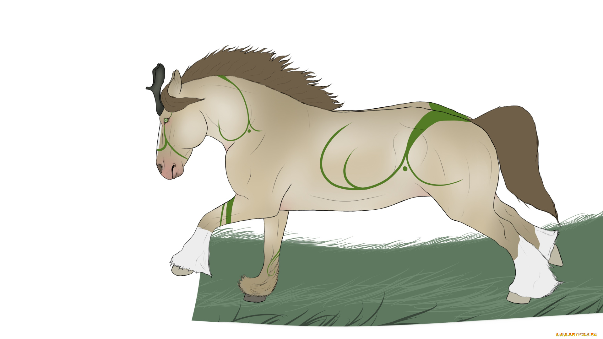 рисованное, животные, , сказочные, , мифические, фон, лошадь