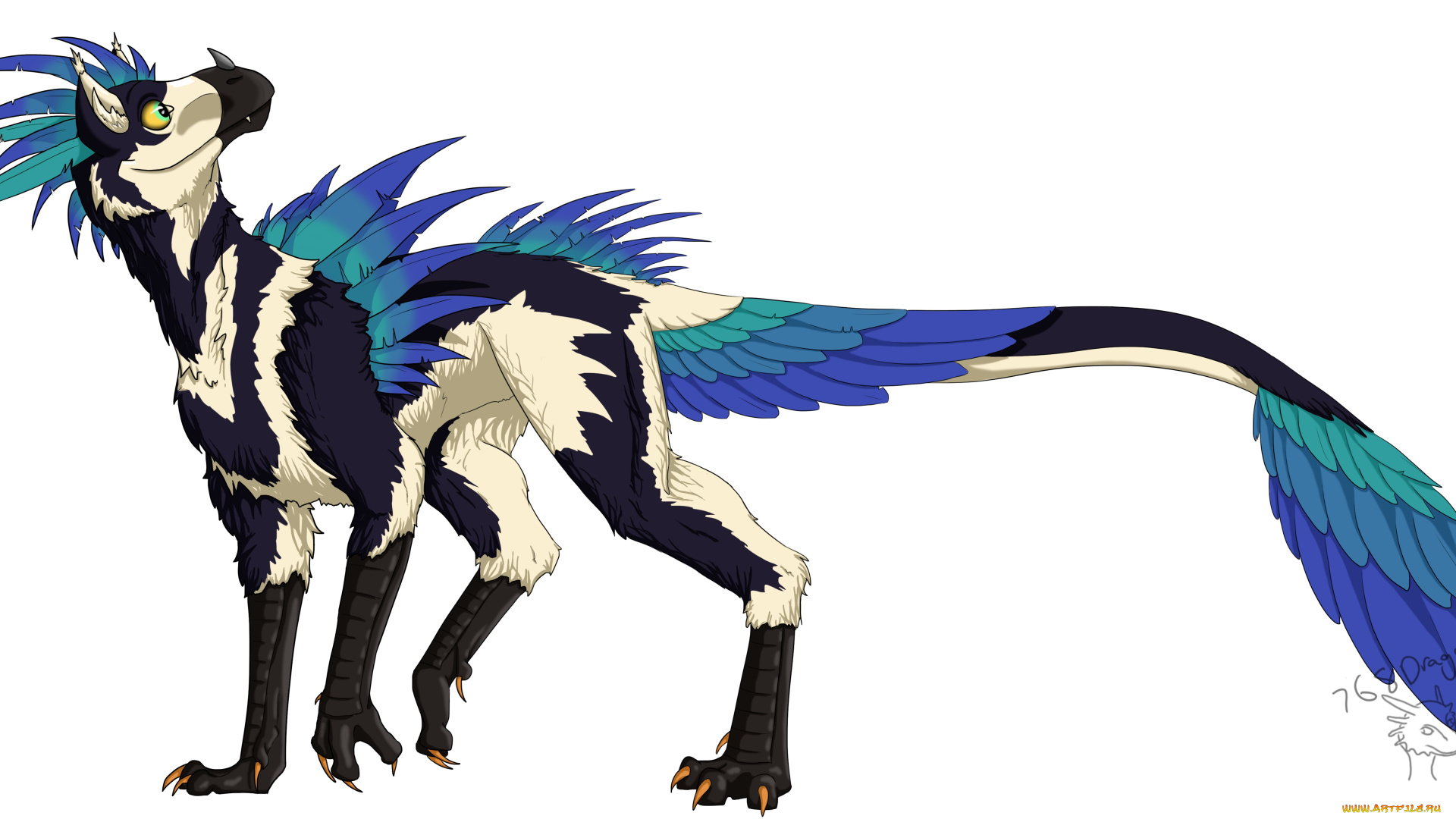 рисованное, животные, , сказочные, , мифические, фон, хвост, собака