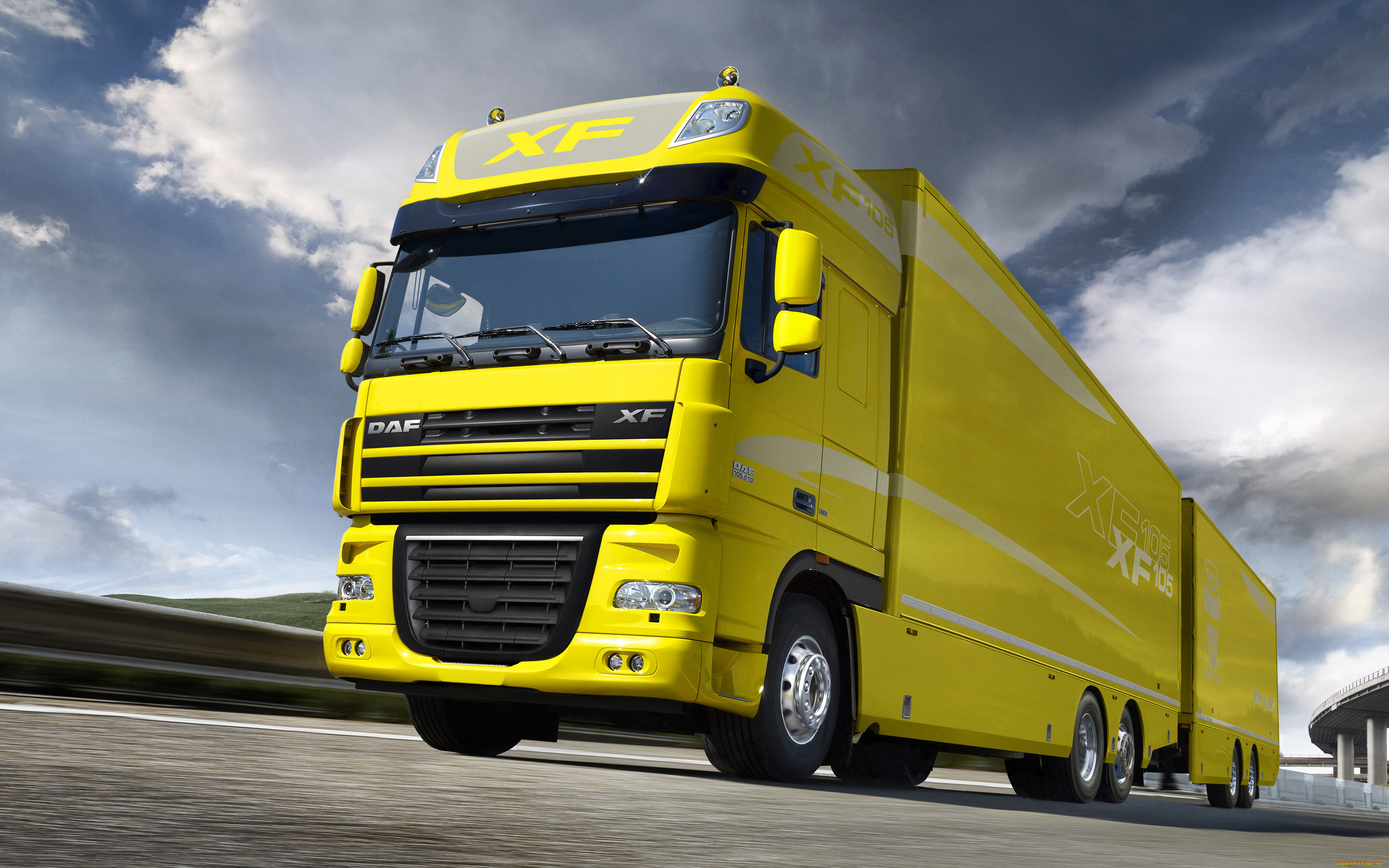 автомобили, daf, иксэф, даф, yellow, truck, 105, xf, жёлтый, грузовик, прицеп