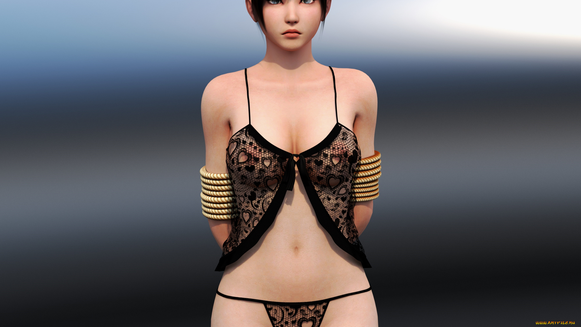 3д, графика, аниме, , anime, фон, взгляд, девушка