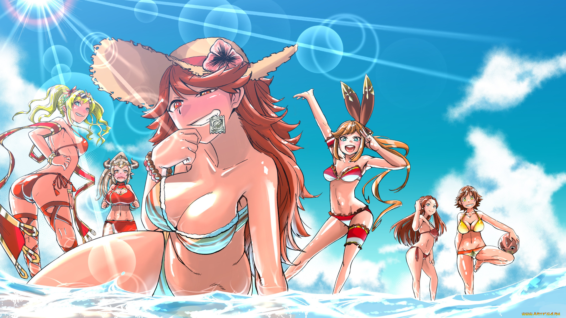 аниме, unknown, , другое, dekosukentr, granblue, fantasy, clarisse, zeta, mary, aleeza, эротика, девушки, арт