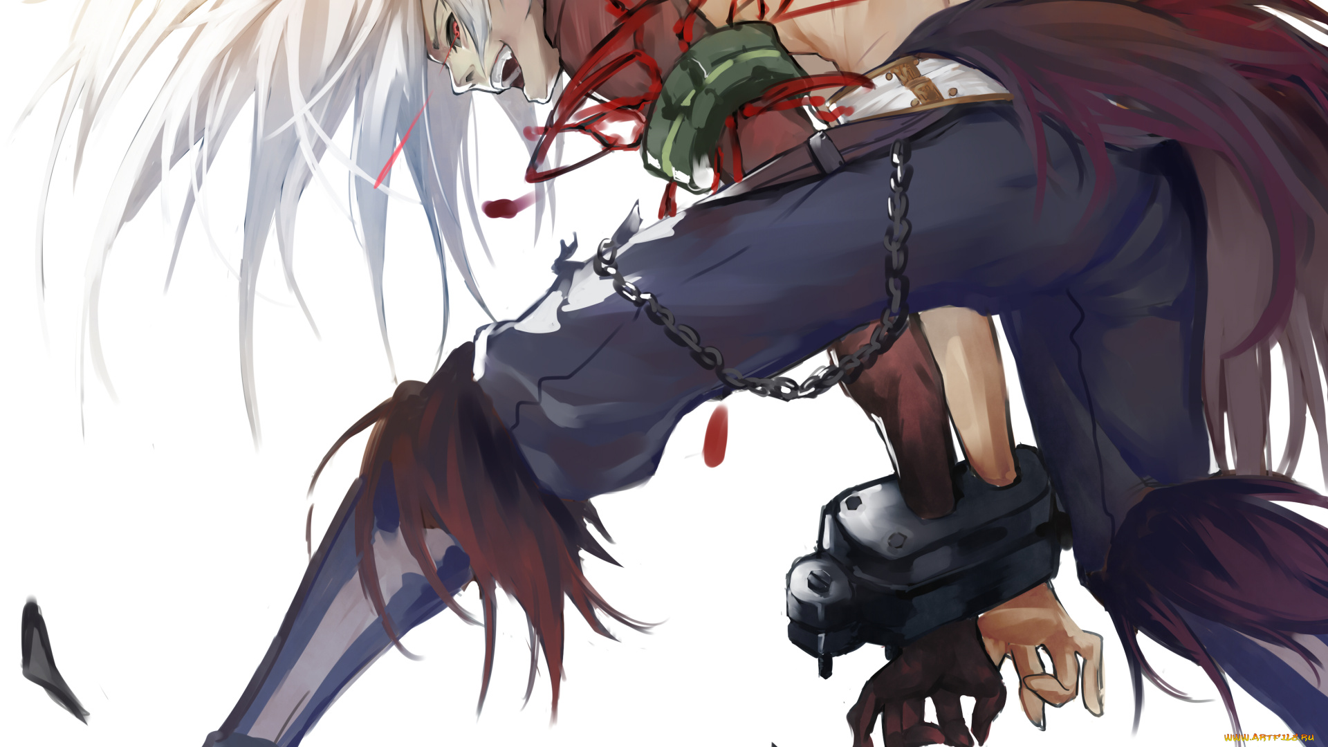 аниме, животные, , существа, парень, кровь, оковы, kamisa, арт, dungeon, and, fighter