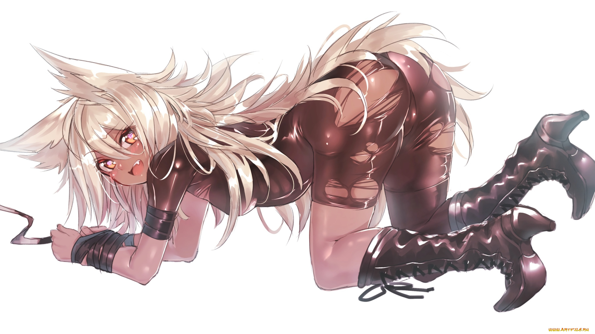 dio, uryyy, аниме, животные, , существа, девушка, арт, фон, попа, поза