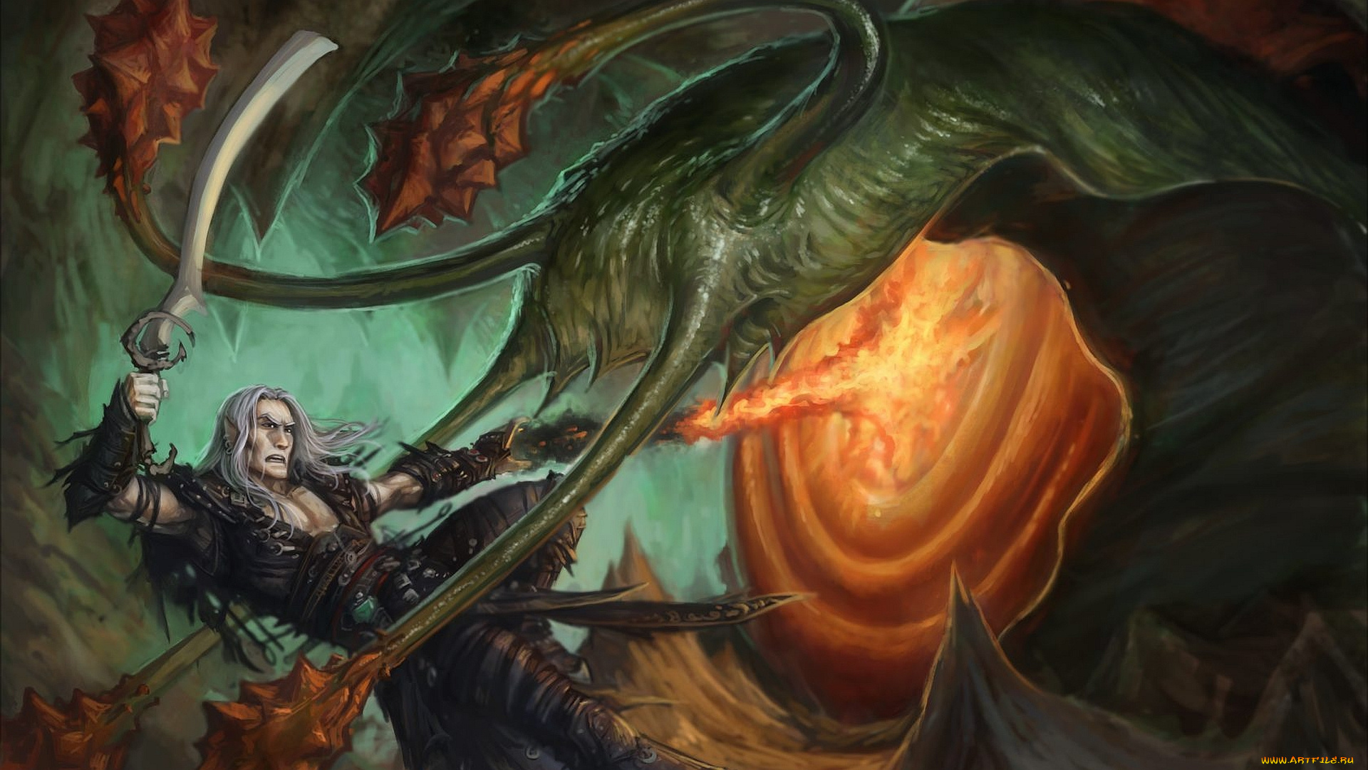 фэнтези, существа, чудовище, монстр, сражение, воин