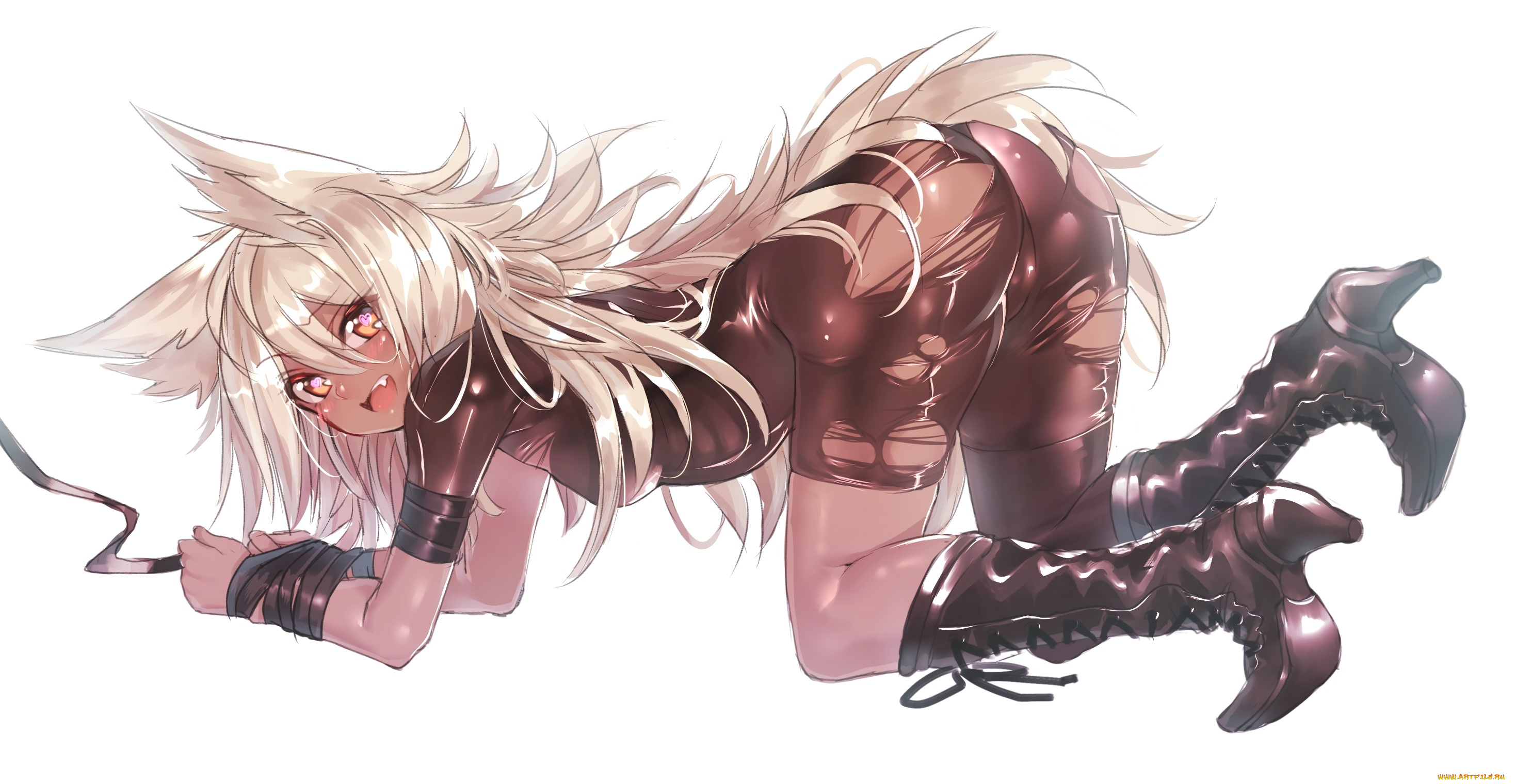 dio, uryyy, аниме, животные, , существа, девушка, арт, фон, попа, поза