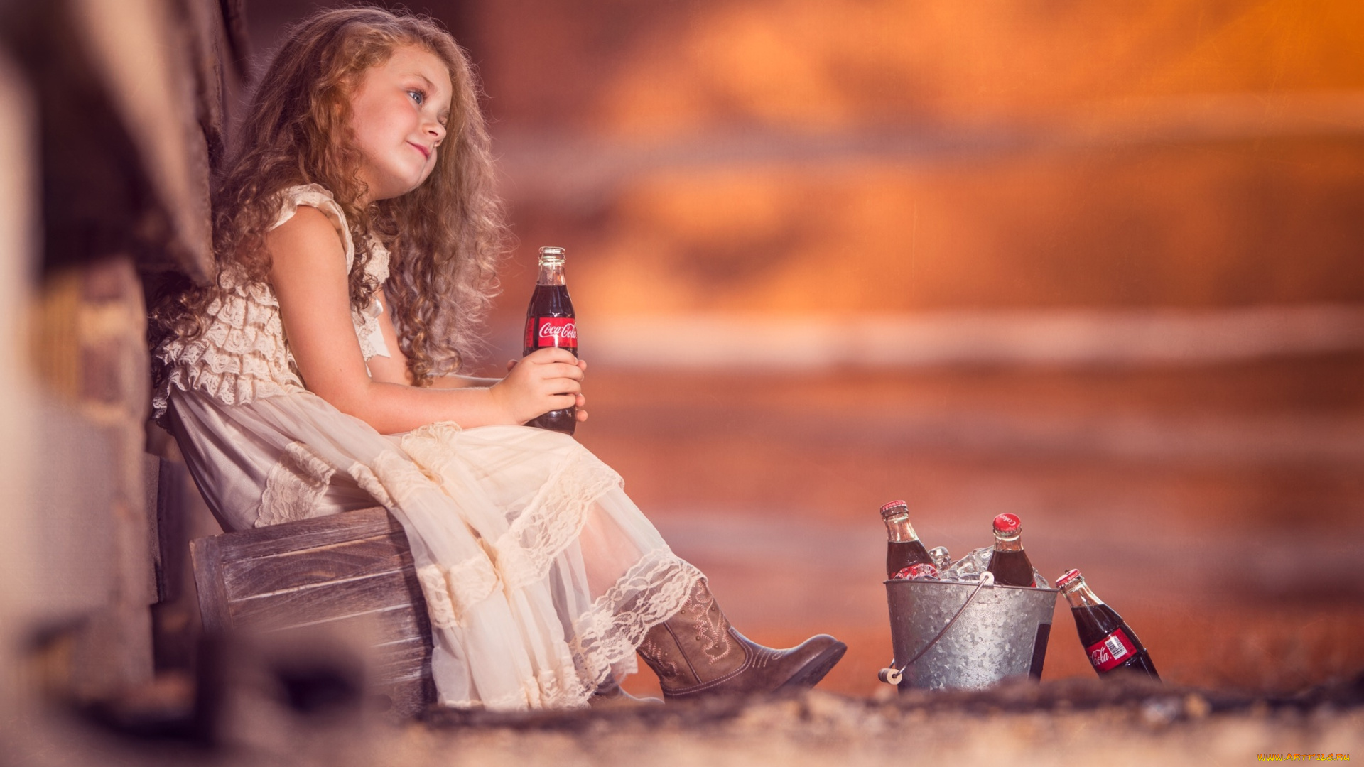 бренды, coca-cola, ведерко, девочка, напиток, бутылки