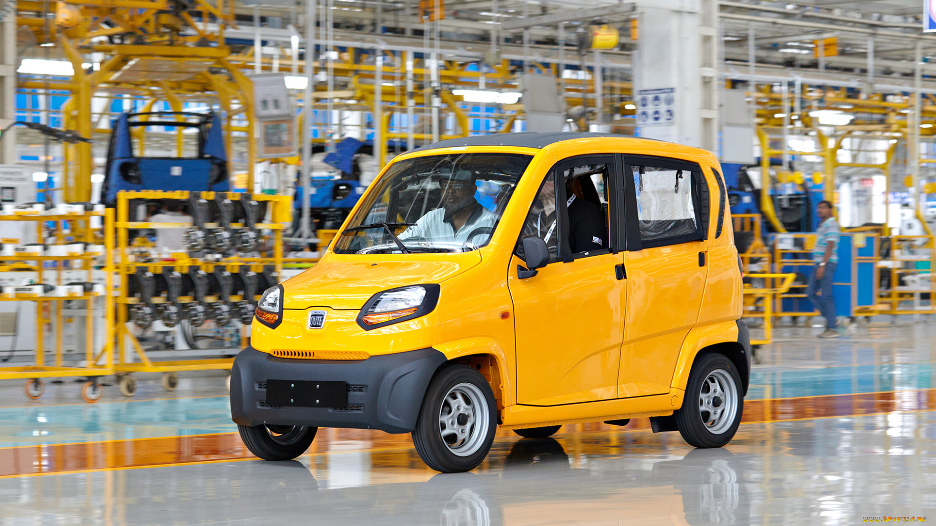 bajaj, qute, qcar, re60, 2017, автомобили, выставки, и, уличные, фото, 2017, re60, qcar, bajaj, qute, жёлтый