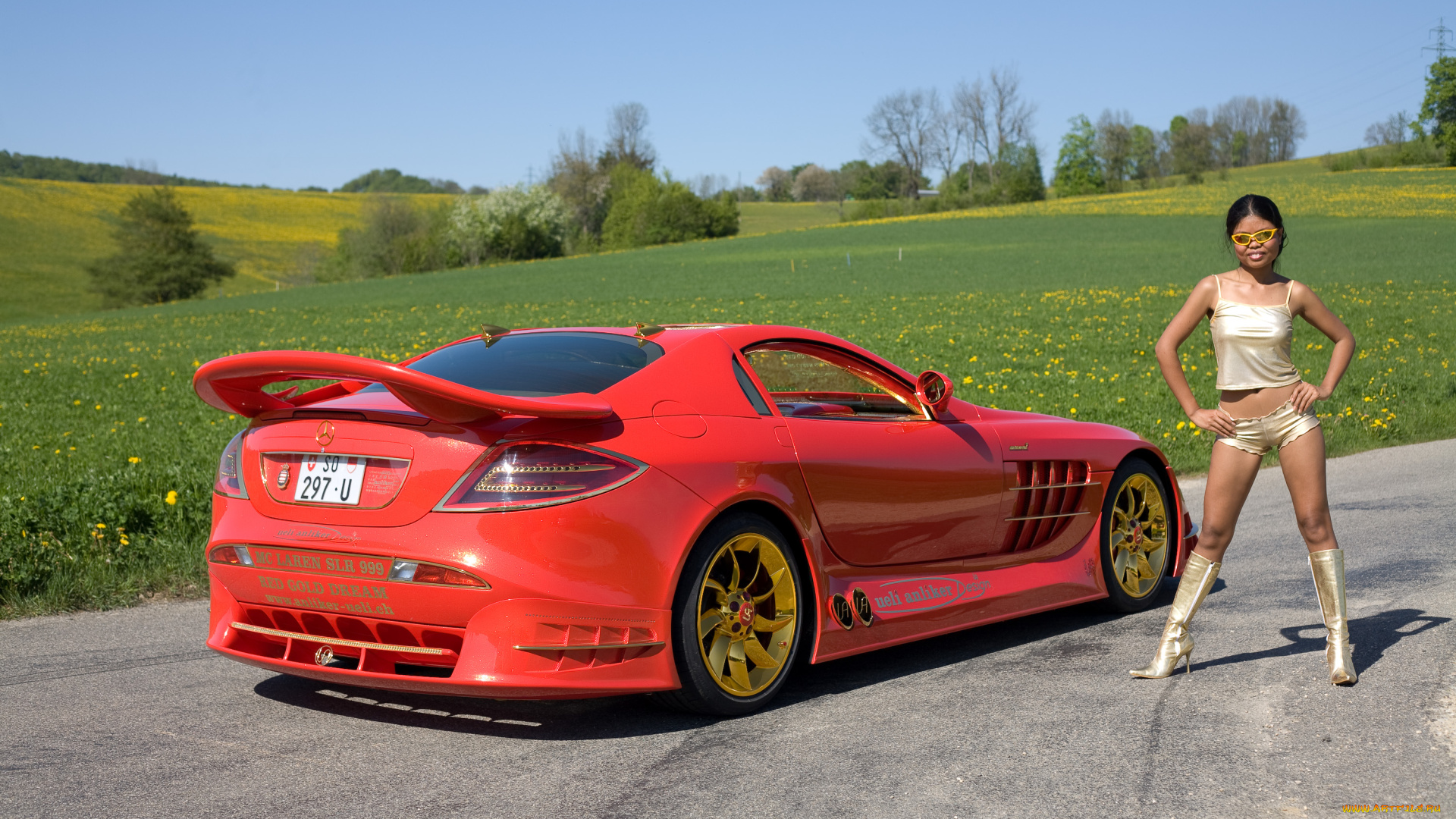 mercedes-benz, slr, mclaren, 999, red, gold, dream, автомобили, -авто, с, девушками, азиатка, девушка, mercedes-benz, dream, gold, red, slr, mclaren, 999