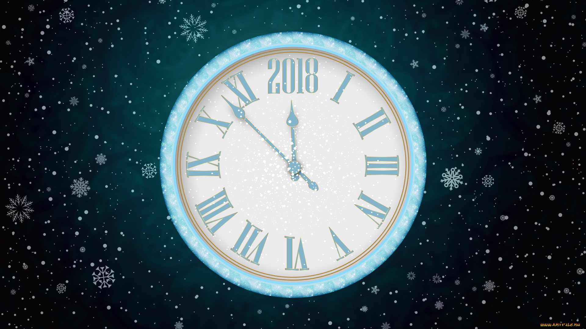 праздничные, векторная, графика, , новый, год, время, зима, Часы, рождество, снежинки, фон, цифы, новый, год, праздник, снег, минимализм
