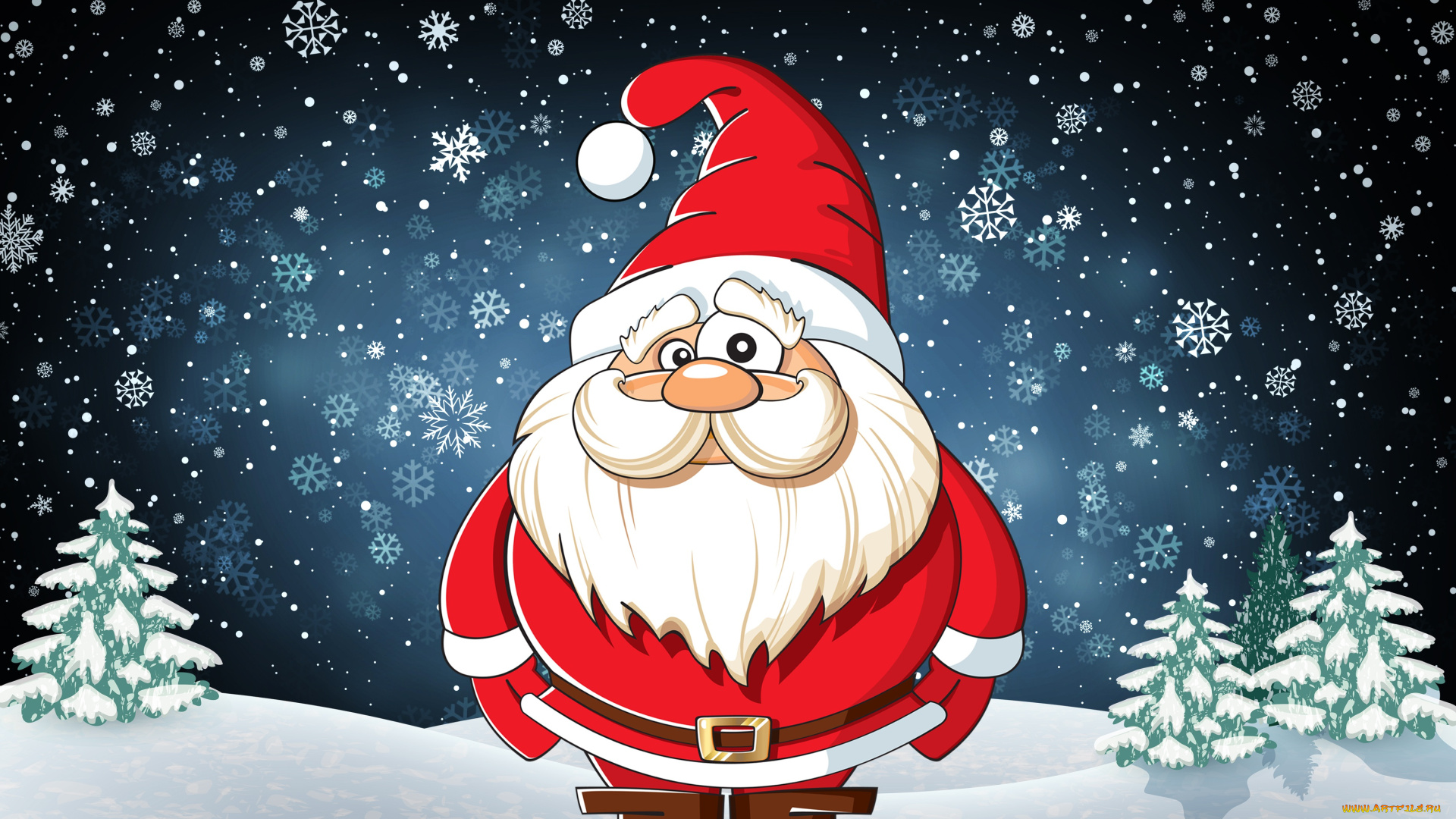 праздничные, векторная, графика, , новый, год, санта, новый, год, праздник, снег, усы, снежинки, костюм, зима, борода, взгляд, фон, настроение, рождество, клаус