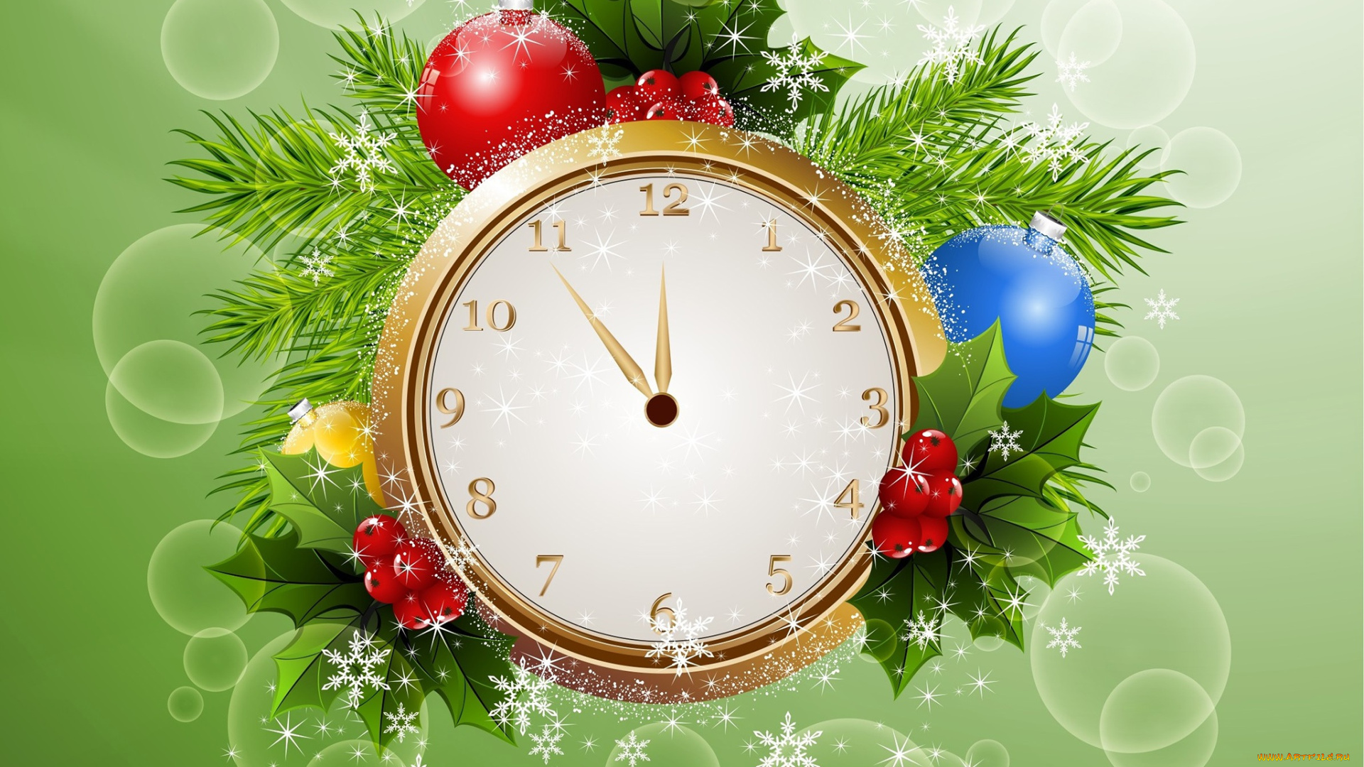 праздничные, векторная, графика, , новый, год, графика, часы, игрушки, новый, год