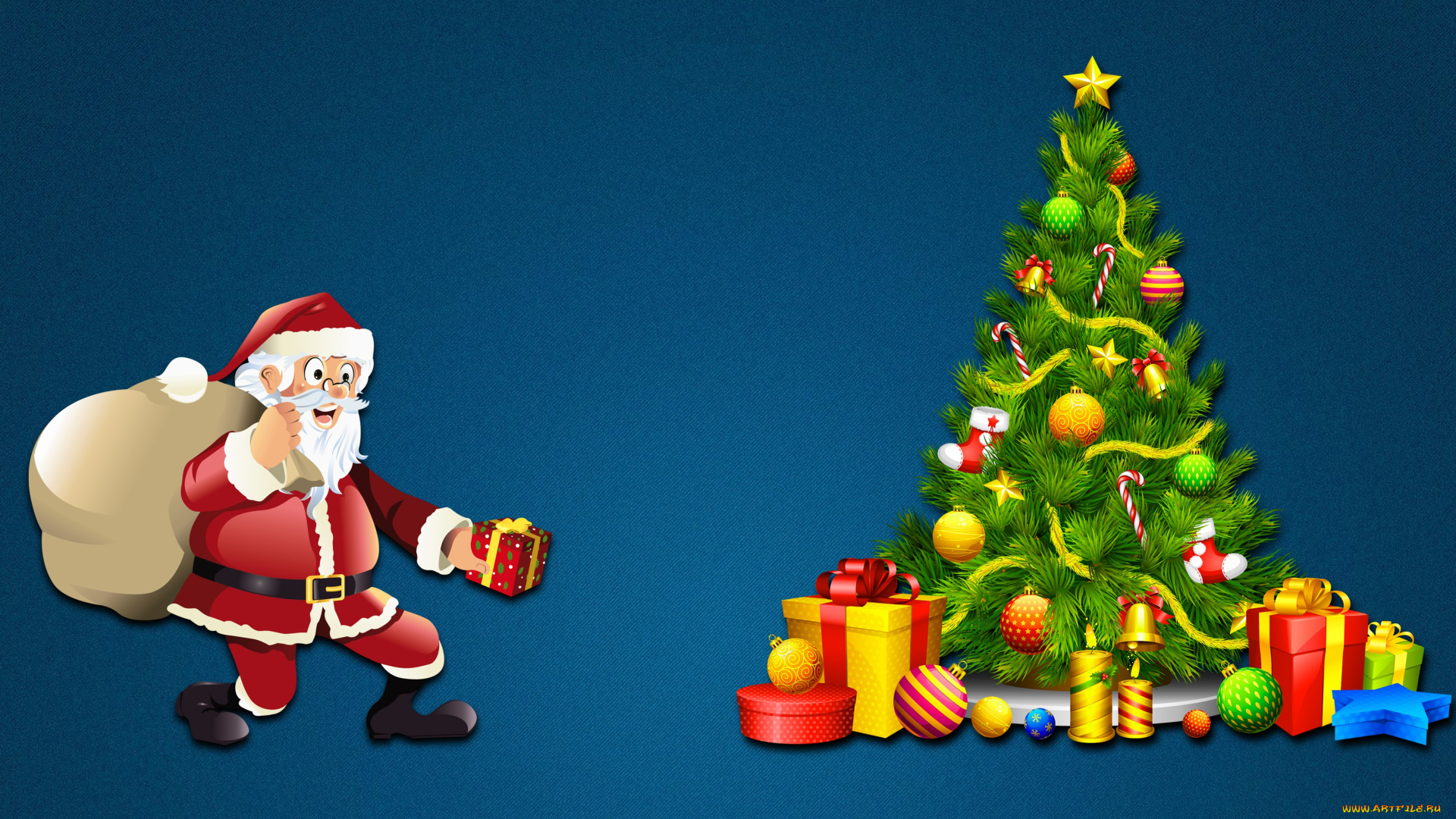 праздничные, векторная, графика, , новый, год, Ёлка, настроение, новый, год, праздник, санта, клаус, елка, подарки, минимализм, рождество, фон