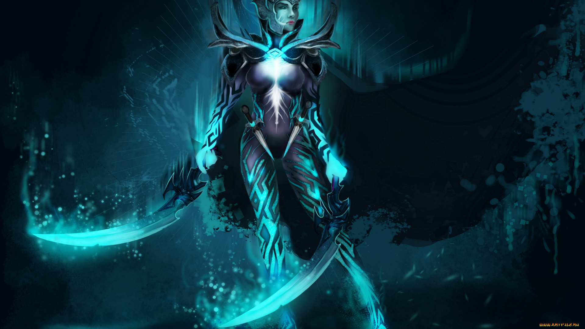 видео, игры, dota, 2, меч, униформа, фон, девушка