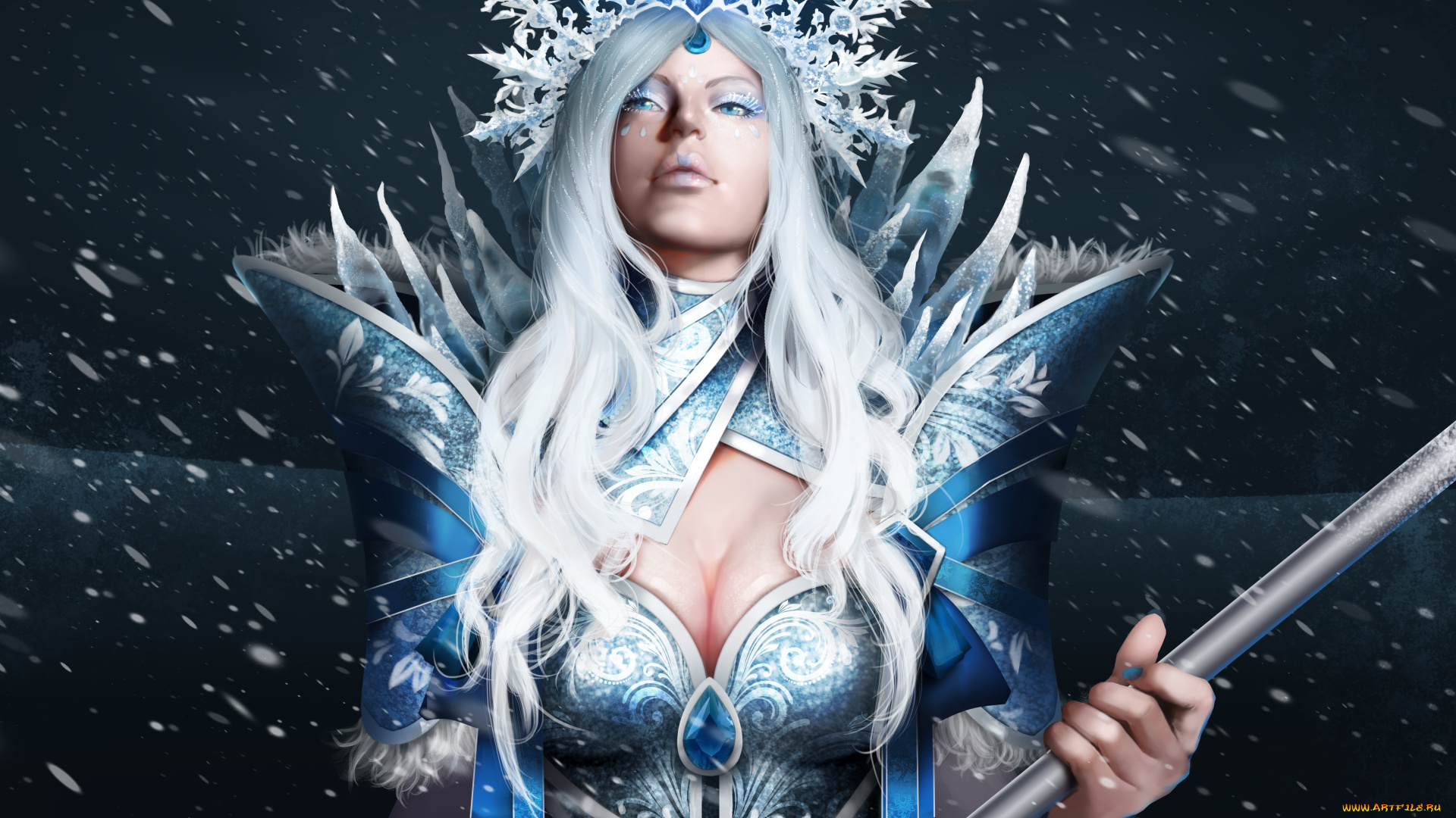 видео, игры, dota, 2, взгляд, фон, девушка