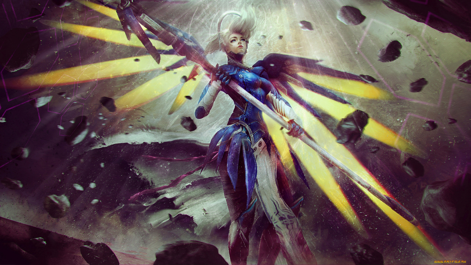 видео, игры, overwatch, фон, девушка, униформа, посох