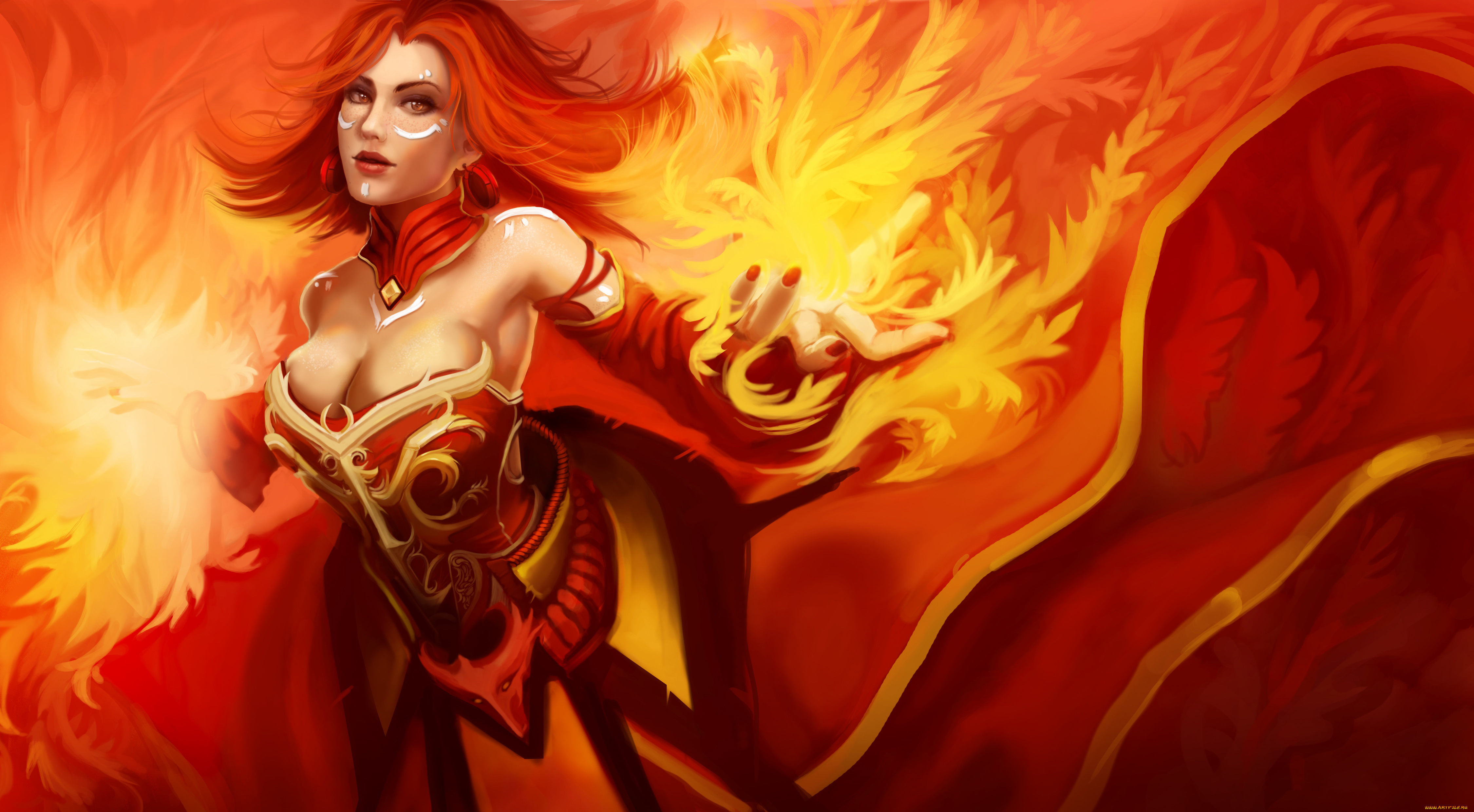 видео, игры, dota, 2, магия, взгляд, фон, девушка