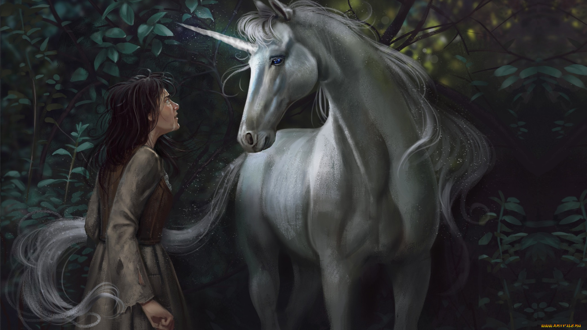 фэнтези, единороги, how, dare, you, alex, shiga, арт, единорог, illustrator, встреча