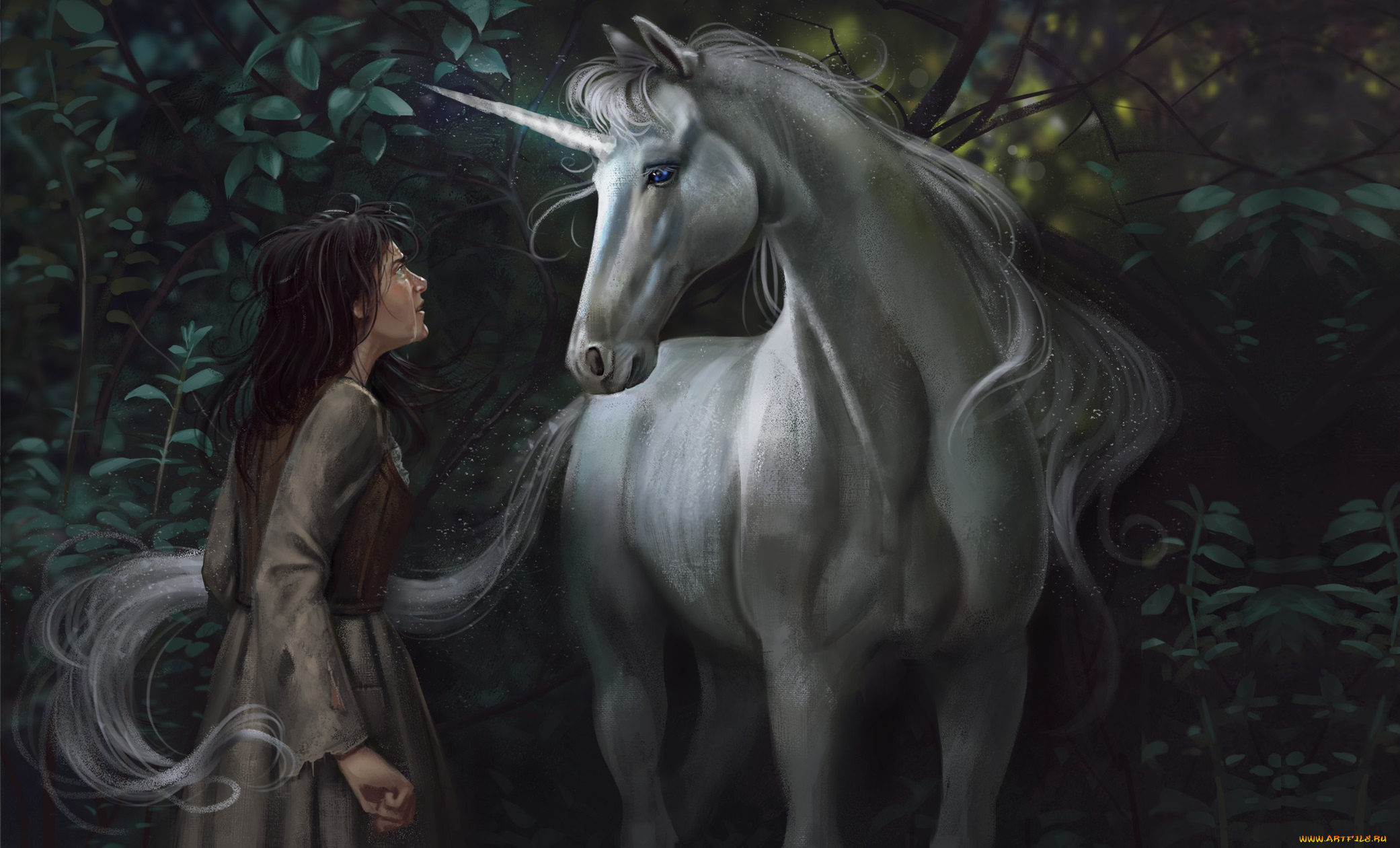 фэнтези, единороги, how, dare, you, alex, shiga, арт, единорог, illustrator, встреча