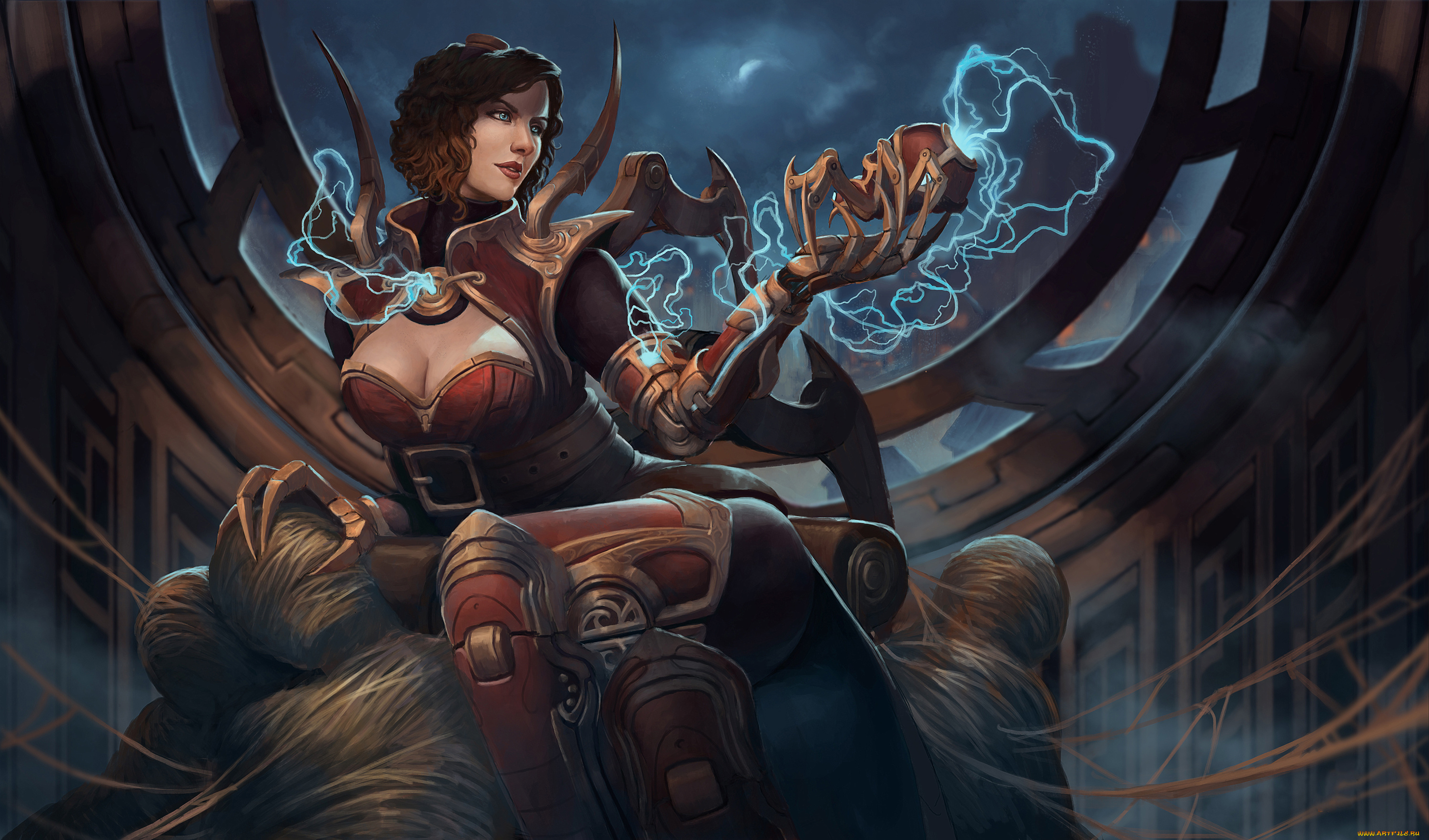 фэнтези, магия, паук, фон, униформа, девушка