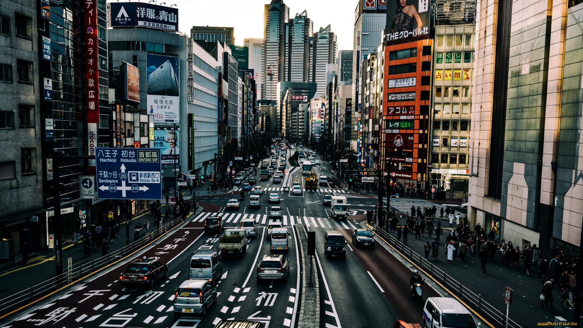 города, токио, , япония, улица, небоскребы