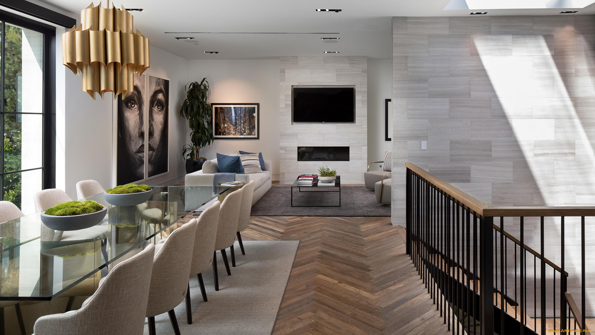 интерьер, столовая, обеденный, стол, мягкий, уголок