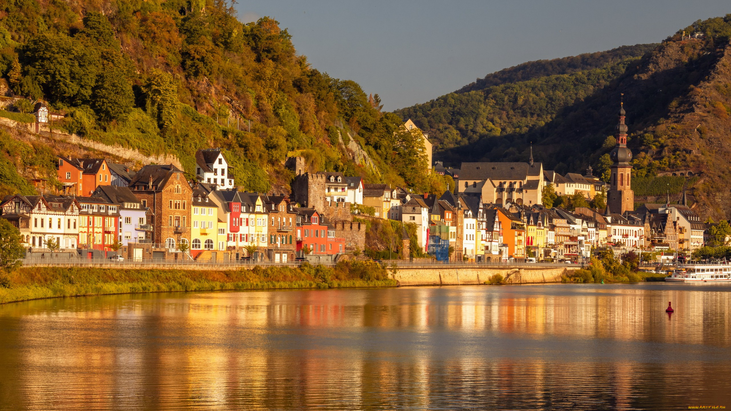 города, кохем, , германия, набережная