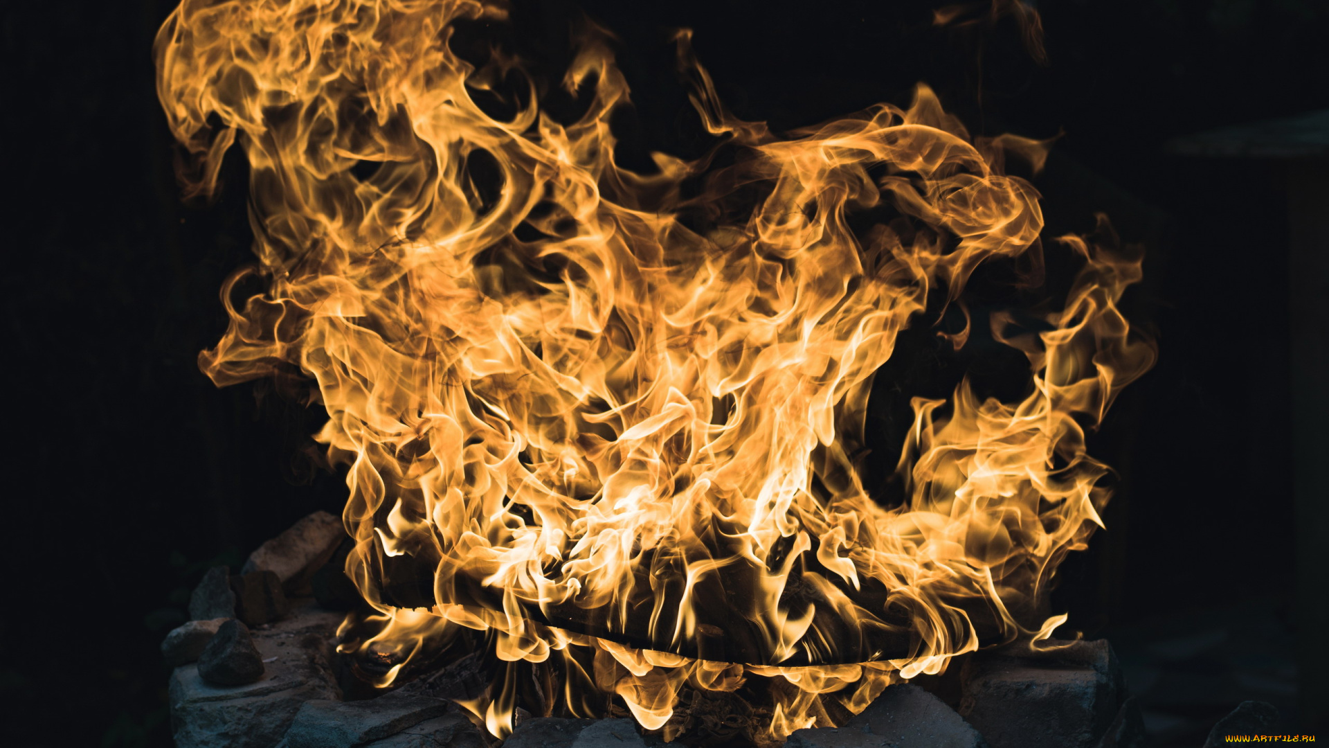 природа, огонь, дрова, пламя, костер