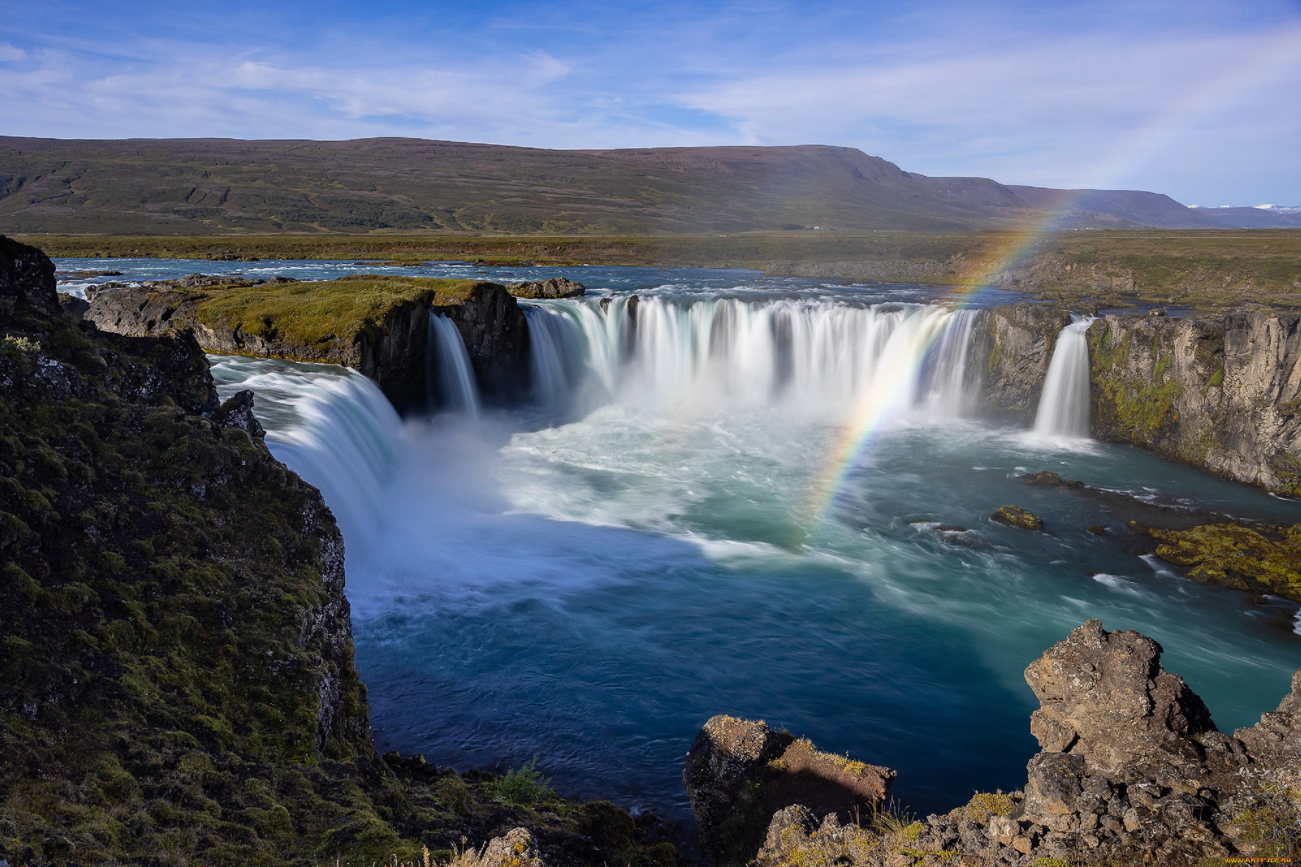 godafoss, waterfall, iceland, природа, водопады, godafoss, waterfall