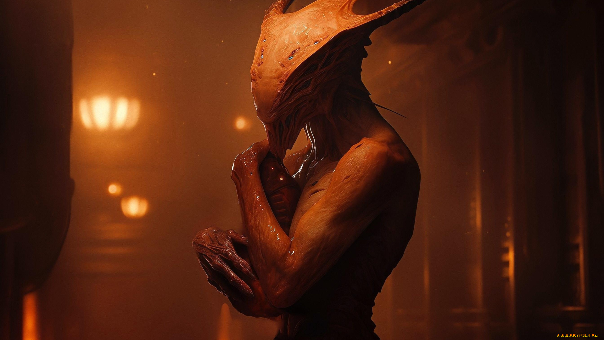 3д, графика, _science, fiction, детеныш