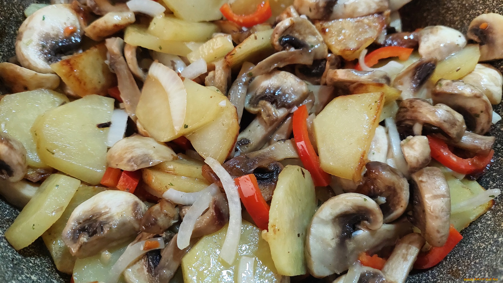 еда, картофель, грибы