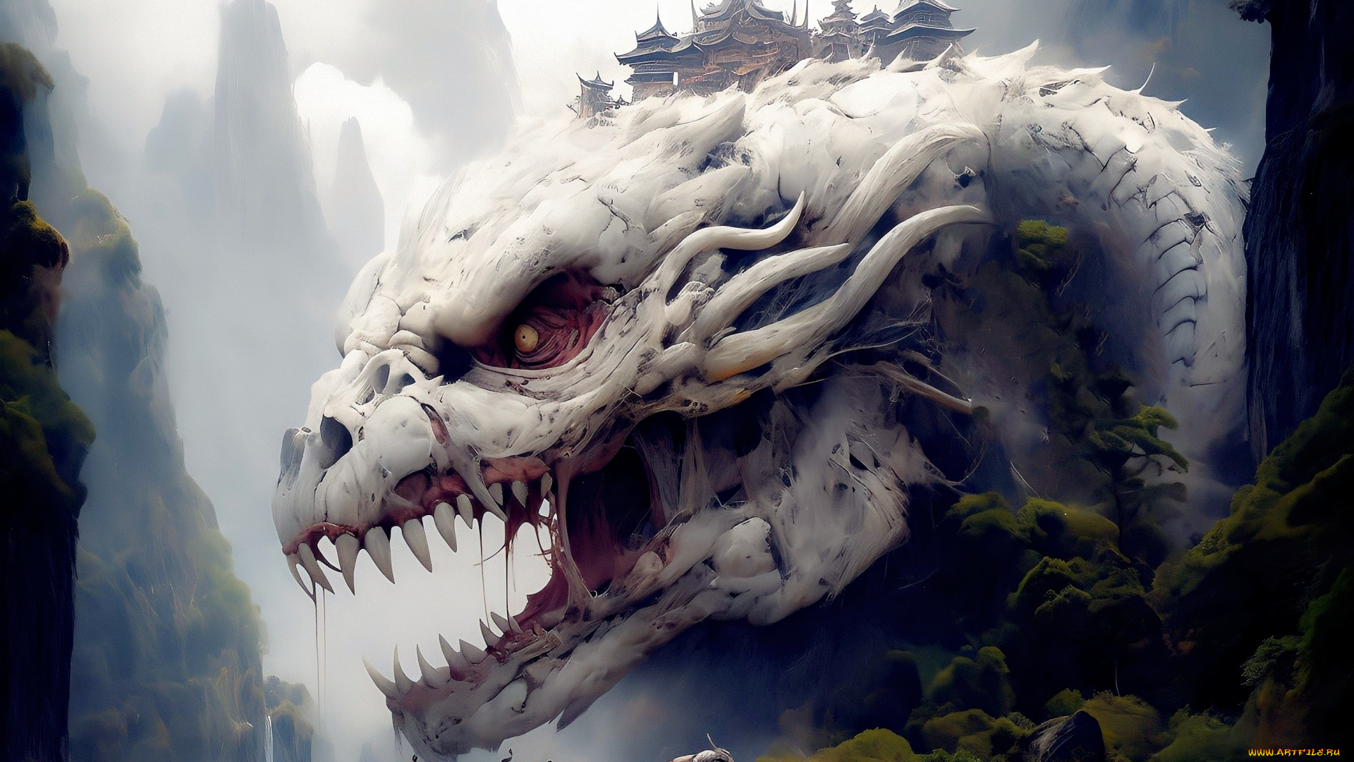 фэнтези, драконы, белый, дракон