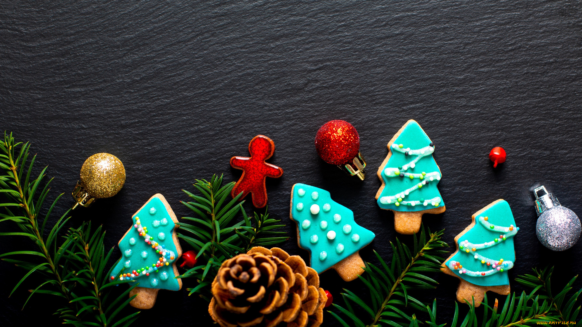 праздничные, угощения, ёлка, украшения, пряники, шишка