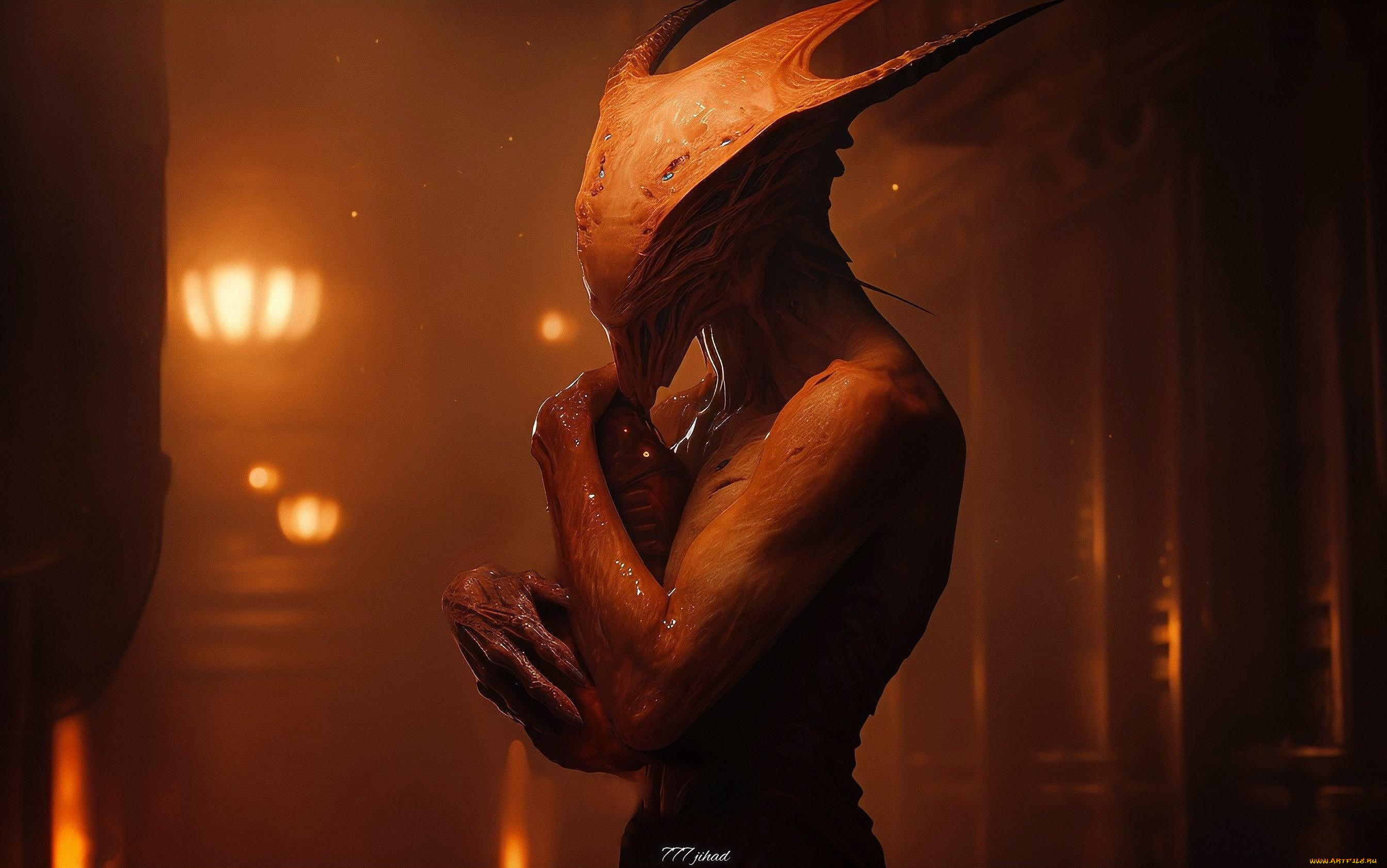 3д, графика, _science, fiction, детеныш