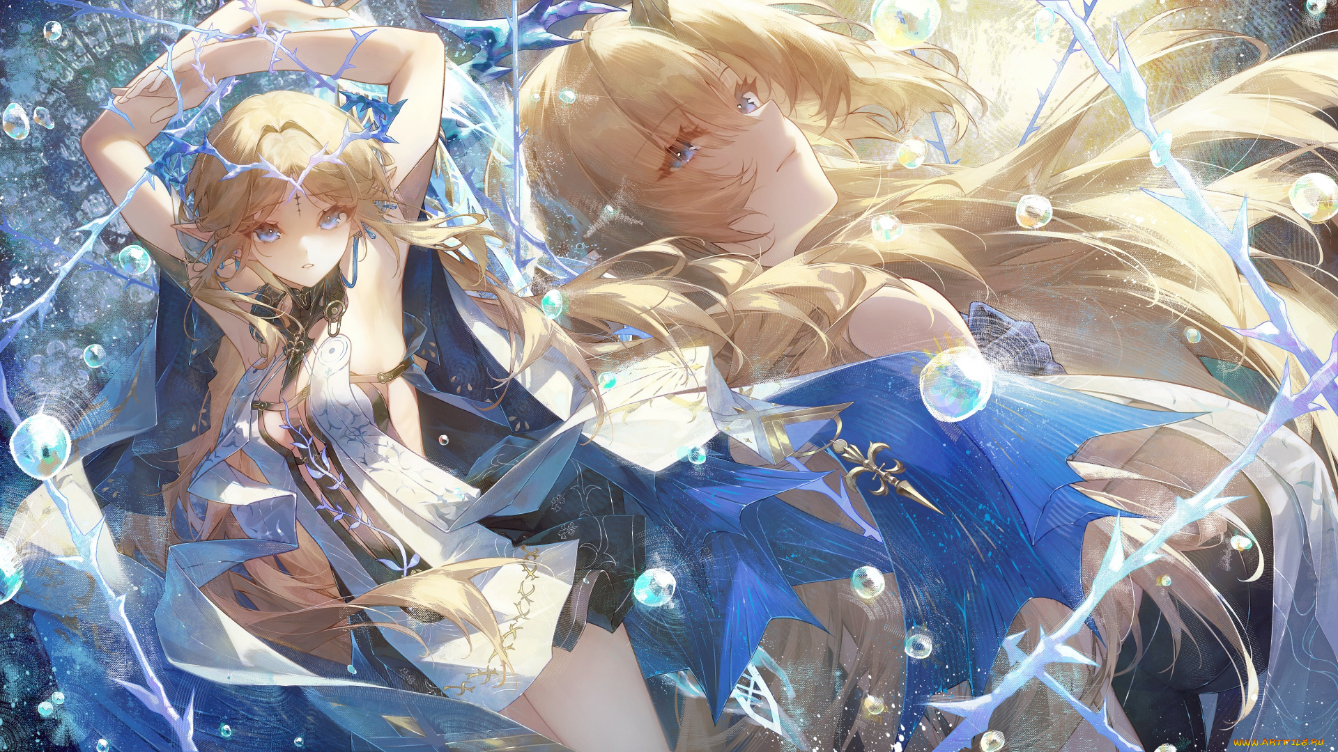 аниме, wuthering, waves, девушка